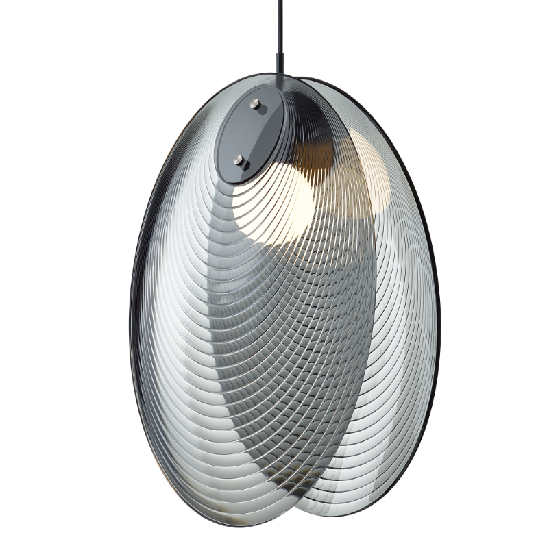 Bomma Luxusní LED závěsné svítidlo Ama opened s baldachýnem Stmívání, řízení: DALI, Barva skla: kouřová