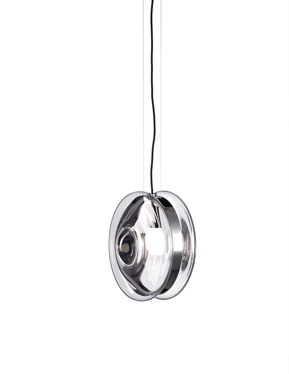 Bomma Luxusní závěsné svítidlo Orbital ⌀ 36 cm Povrch Montury: Stříbrná, Barva skla: Čirá + polární bílá