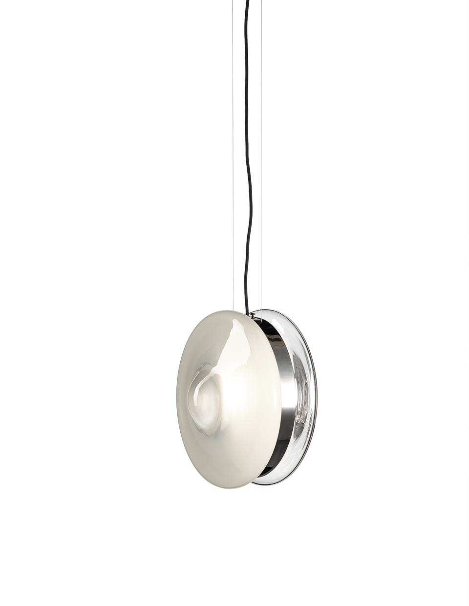 Levně Bomma Luxusní závěsné svítidlo Orbital ⌀ 36 cm Povrch Montury: broušená stříbrná, Barva skla: Čirá + polární bílá