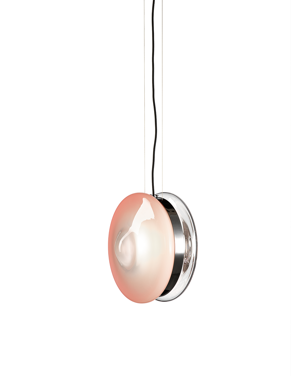 Bomma Luxusní závěsné svítidlo Orbital ⌀ 36 cm Povrch Montury: Stříbrná, Barva skla: Čirá + růžová