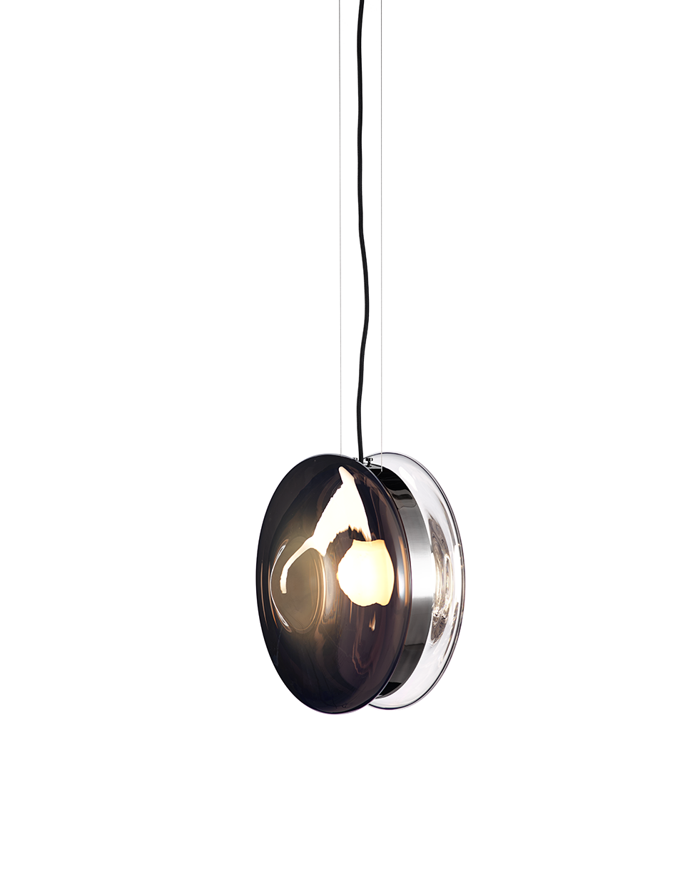 Bomma Luxusní závěsné svítidlo Orbital ⌀ 36 cm Povrch Montury: Patinovaná zlatá, Barva skla: Čirá + černá