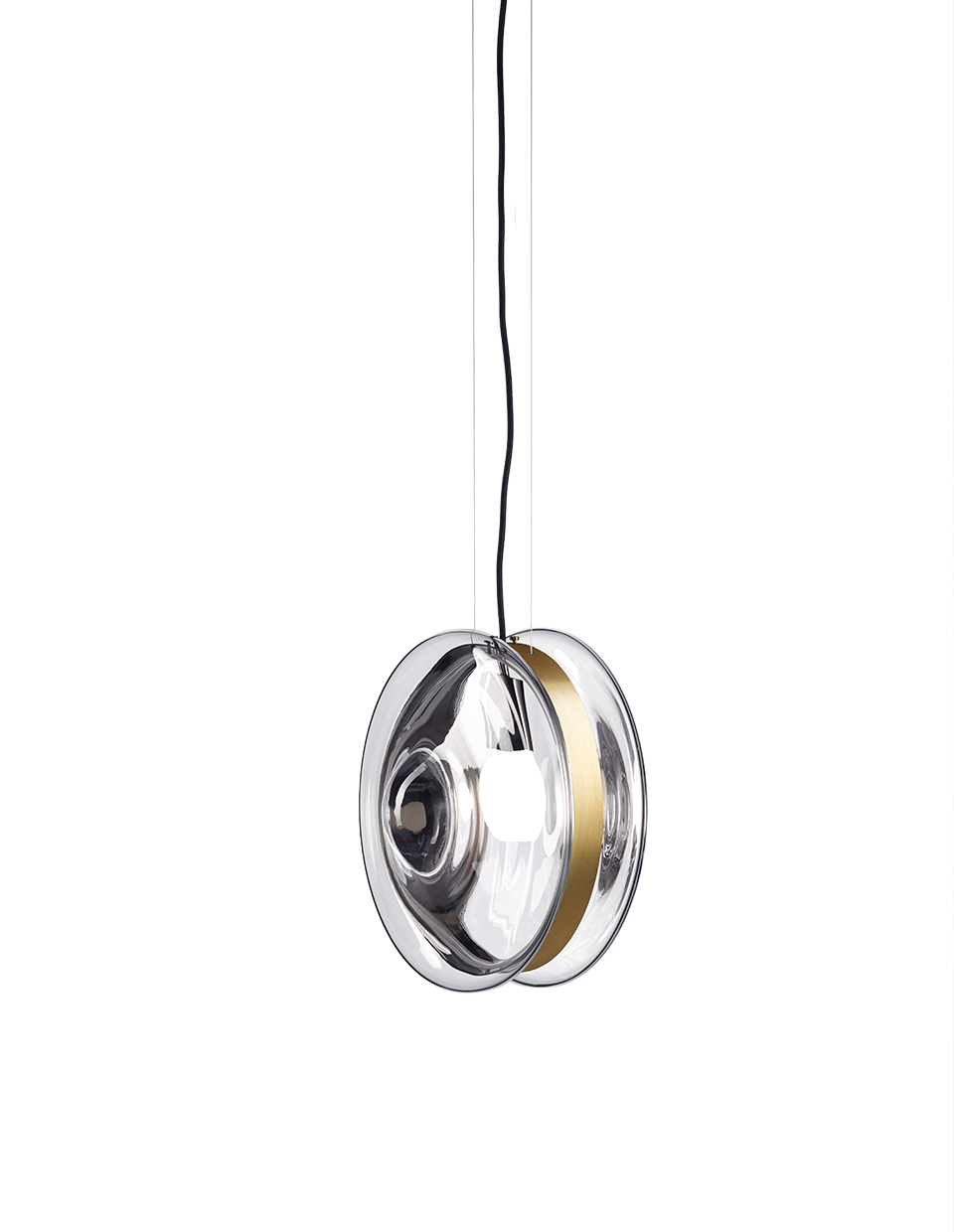 Levně Bomma Luxusní závěsné svítidlo Orbital ⌀ 36 cm Povrch Montury: Broušená zlatá, Barva skla: Měsíční čirá