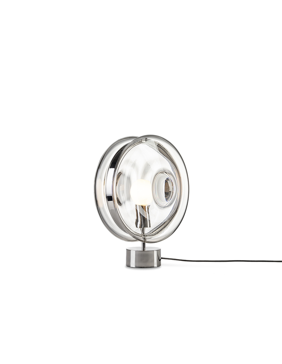 Luxusní stolní lampa Bomma Orbital Povrch Montury: Stříbrná, Barva skla: Čirá + Bílá