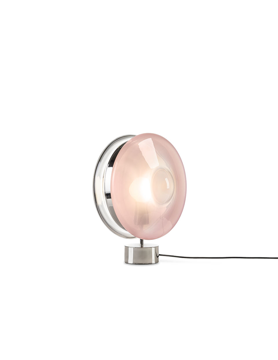 Luxusní stolní lampa Bomma Orbital Povrch Montury: Stříbrná, Barva skla: Čirá + růžová