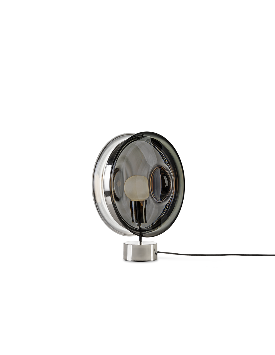 Luxusní stolní lampa Bomma Orbital Povrch Montury: Stříbrná, Barva skla: Čirá + Kouřová