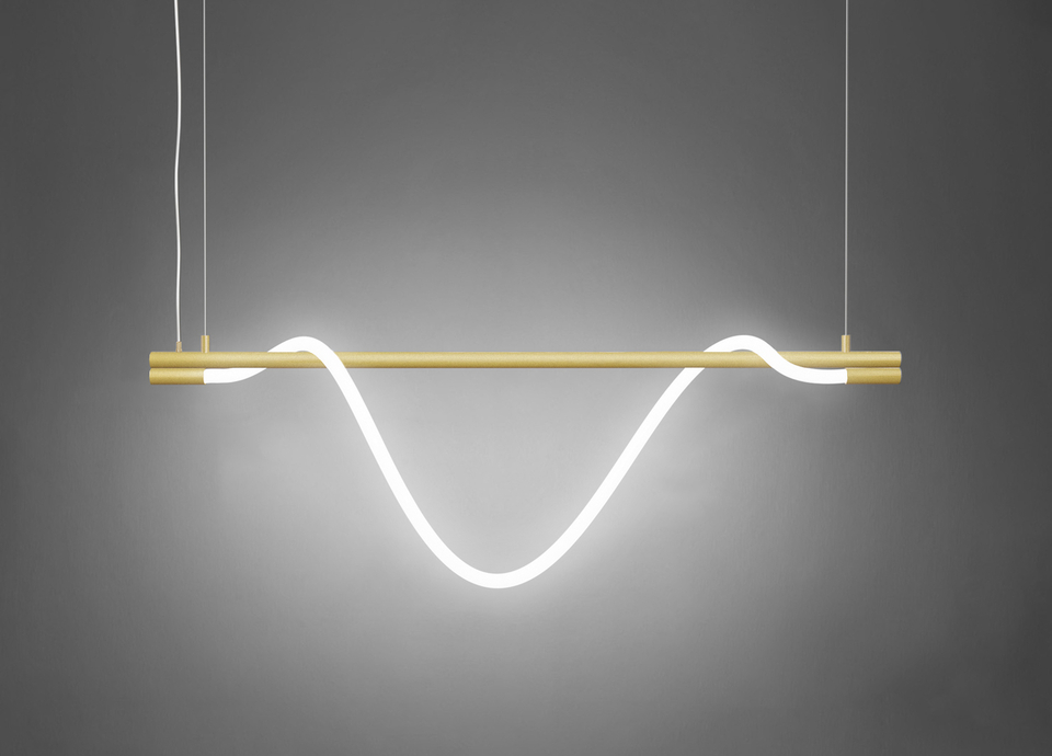 Levně ZAHO Závěsné LED svítidlo SPRITZER, 34W, d. 140 cm Barva: Zlatá, Teplota světla: 2700K - teplá bílá, Stmívání, řízení: Casambi