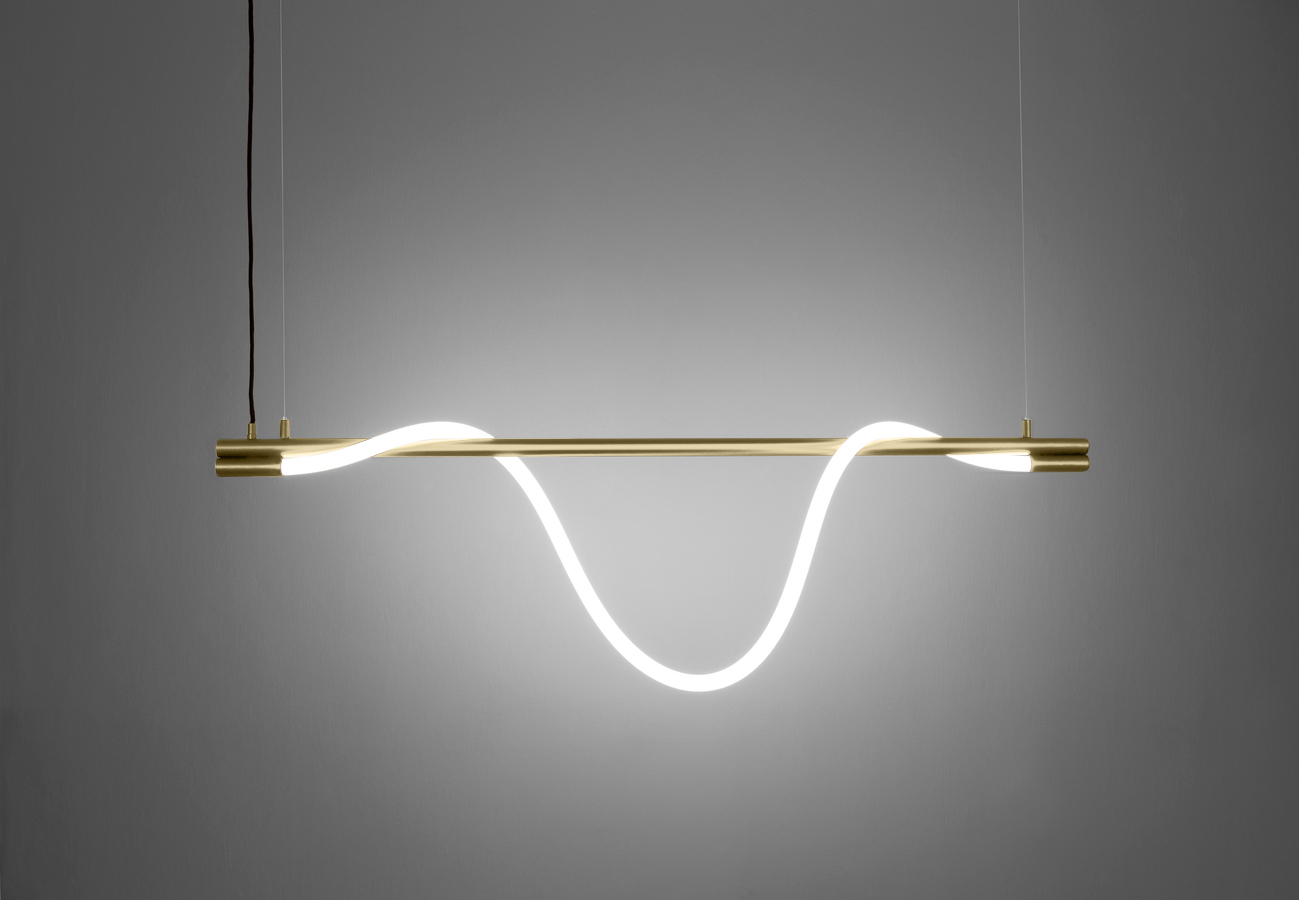 Levně ZAHO Závěsné LED svítidlo SPRITZER BRASS, 34W, d. 140 cm Barva: Mosaz, Teplota světla: 2700K - teplá bílá, Stmívání, řízení: Casambi
