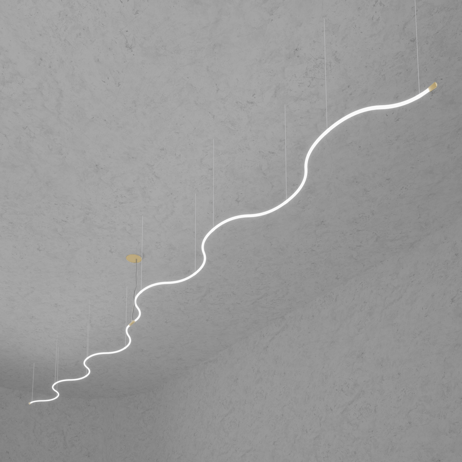 Levně ZAHO Závěsné LED svítidlo MESMO SD2, 160W, d. 2x5000 mm Barva: Zlatá, Teplota světla: 2700K - teplá bílá, Stmívání, řízení: Casambi