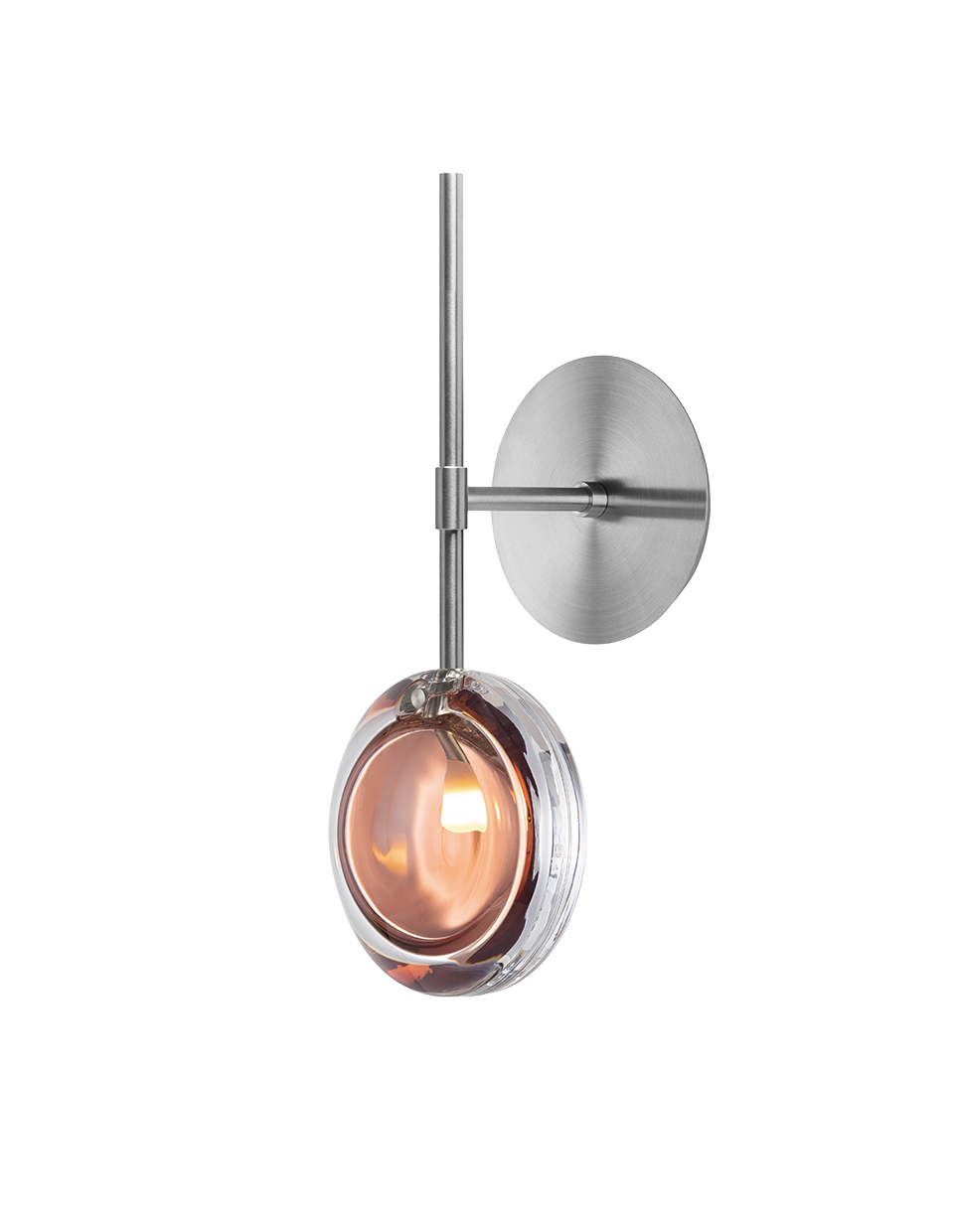 Luxusní zápustné, nástěnné svítidlo Bomma Lens Stmívání, řízení: nestmívatelné, Povrch Montury: Kartáčovaná stříbrná, Barva skla: Mocha mousse