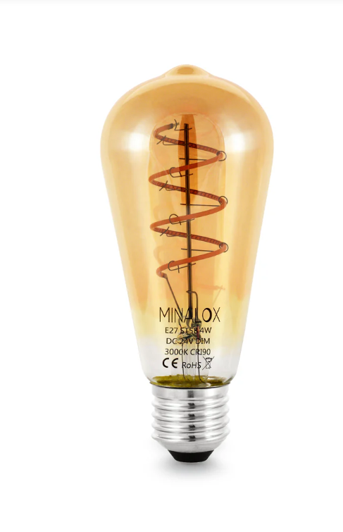 Levně LED stmívatelná žárovka Minalox ST58 E27, 4W, 24V, 3000K