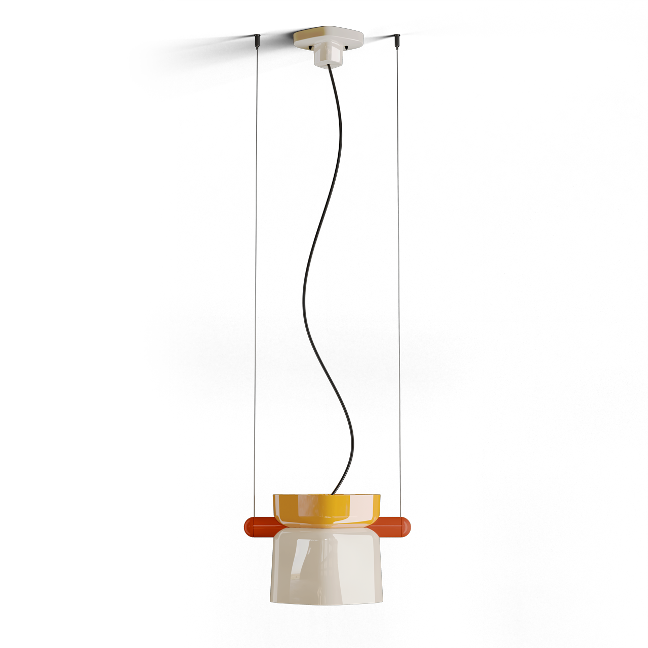Levně Ferroluce Závěsné svítidlo YAKITORI, v. 26 cm, 1xE27 Barva: Žlutá-kremová