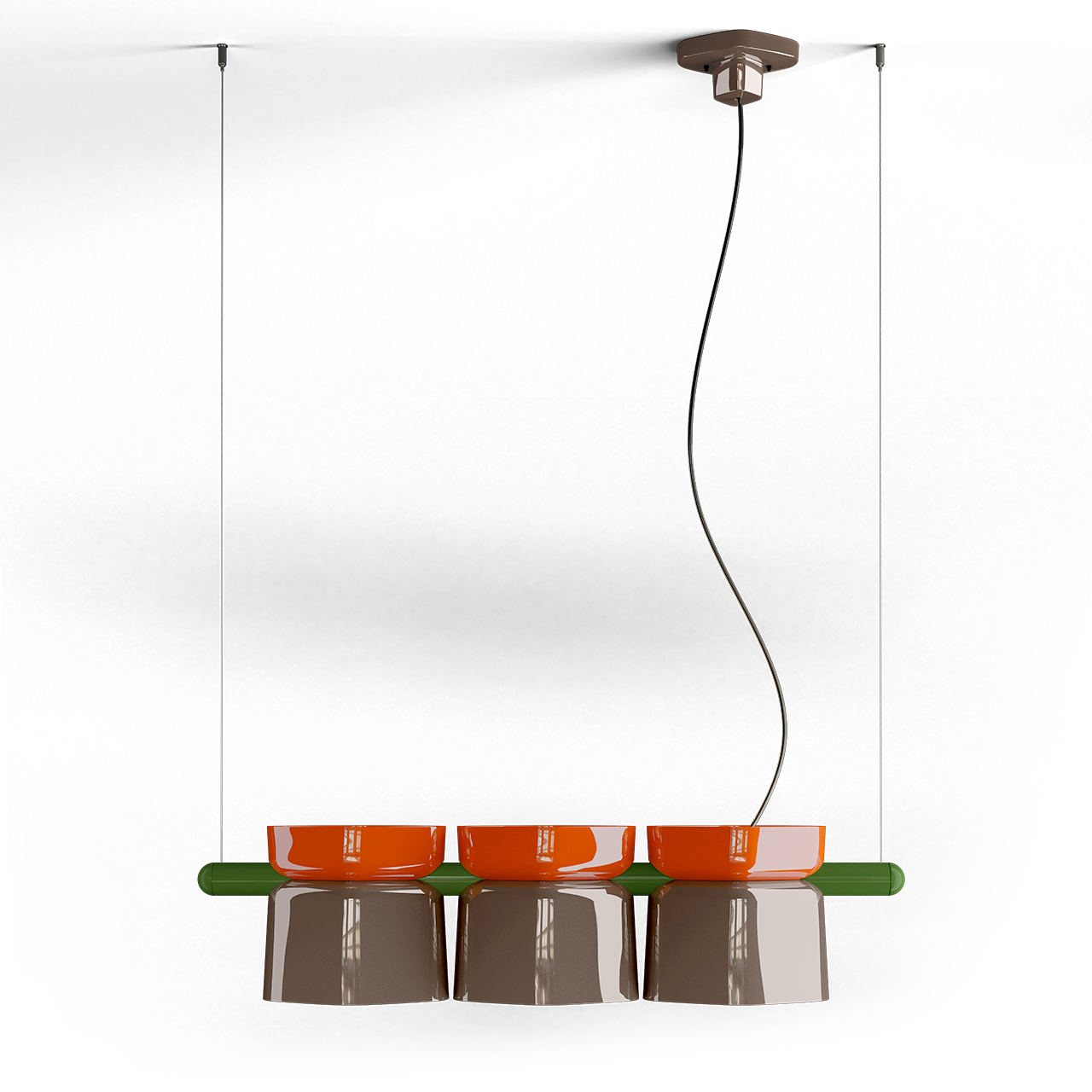 Levně Ferroluce Závěsné svítidlo YAKITORI, d. 104,5 cm, 3xE27 Barva: Oranžová-hnědá