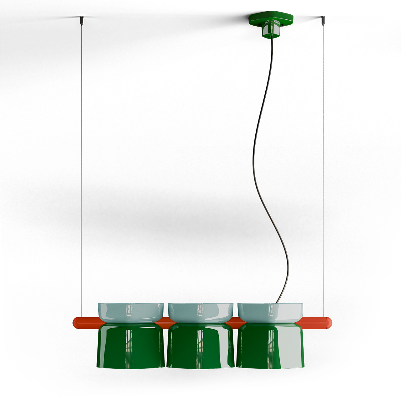 Levně Ferroluce Závěsné svítidlo YAKITORI, d. 104,5 cm, 3xE27 Barva: Modrá-zelená