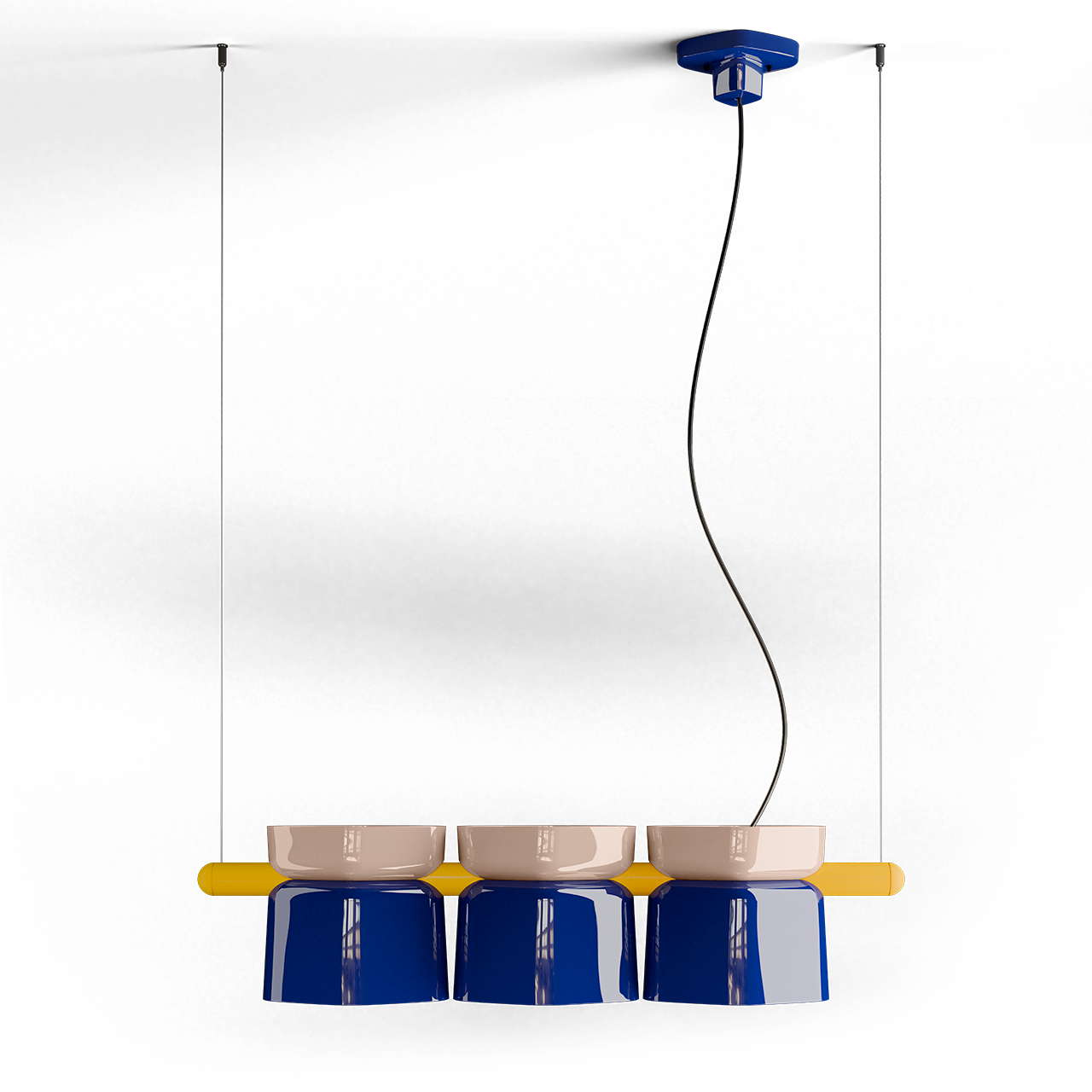 Levně Ferroluce Závěsné svítidlo YAKITORI, d. 104,5 cm, 3xE27 Barva: Šedá-modrá