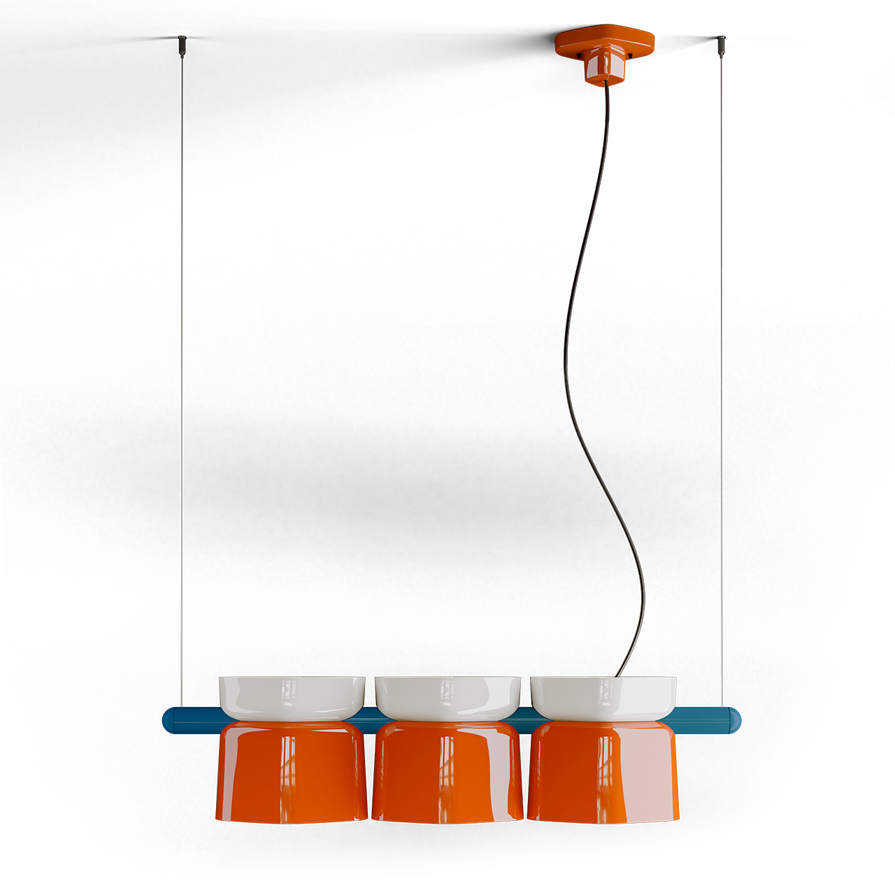 Levně Ferroluce Závěsné svítidlo YAKITORI, d. 104,5 cm, 3xE27 Barva: Bílá-oranžová