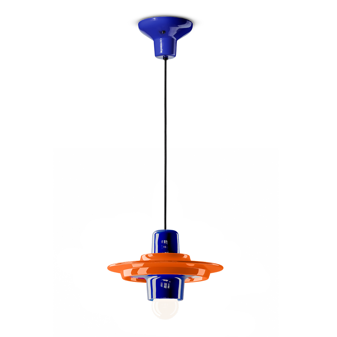 Levně Ferroluce Závěsné svítidlo VOILÀ, ∅ 28 cm, 1xE14 Barva: Oranžová-modrá