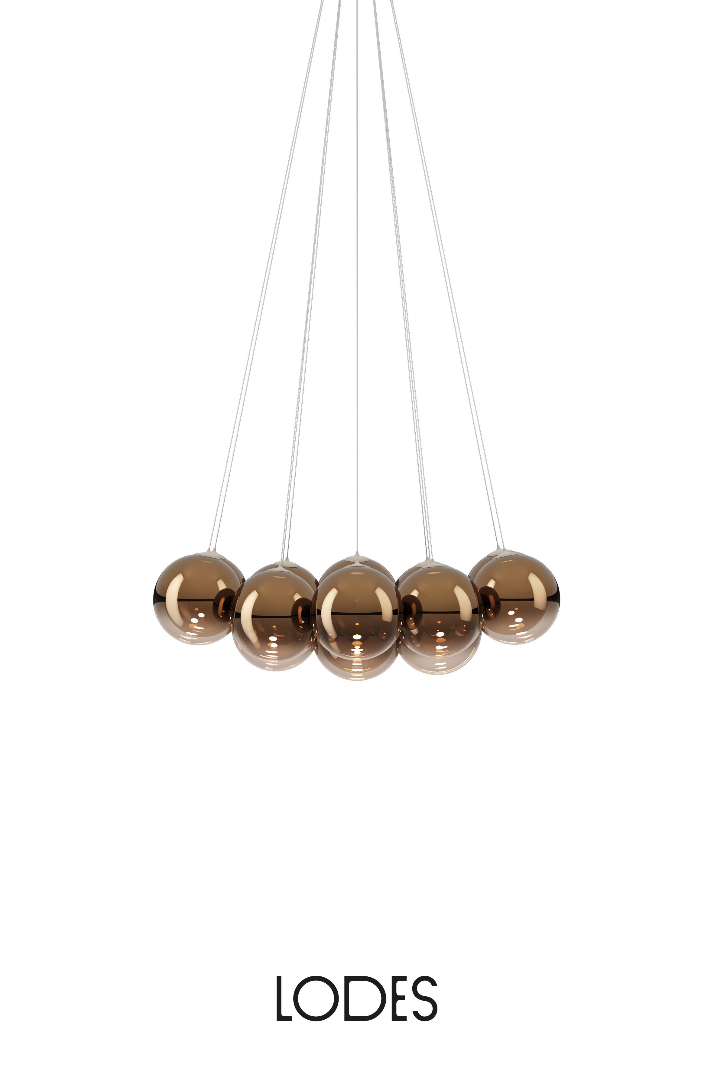 Levně Lodes Designové závěsné LED svítidlo RANDOM CLOUD, 14x ø23cm, š. 103 cm, CRI90 Barva: Bronzová, Teplota světla: 2700K - teplá bílá