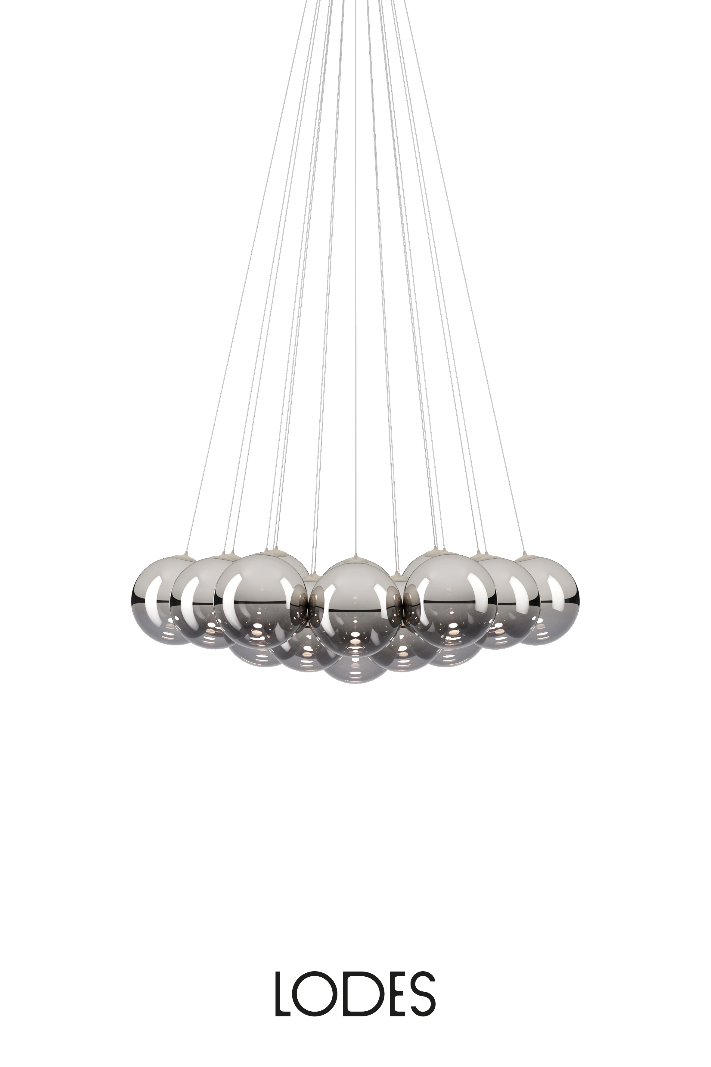 Levně Lodes Designové závěsné LED svítidlo RANDOM CLOUD, 19x ø23cm, š. 115 cm, CRI90 Barva: Chrom, Teplota světla: 2700K - teplá bílá