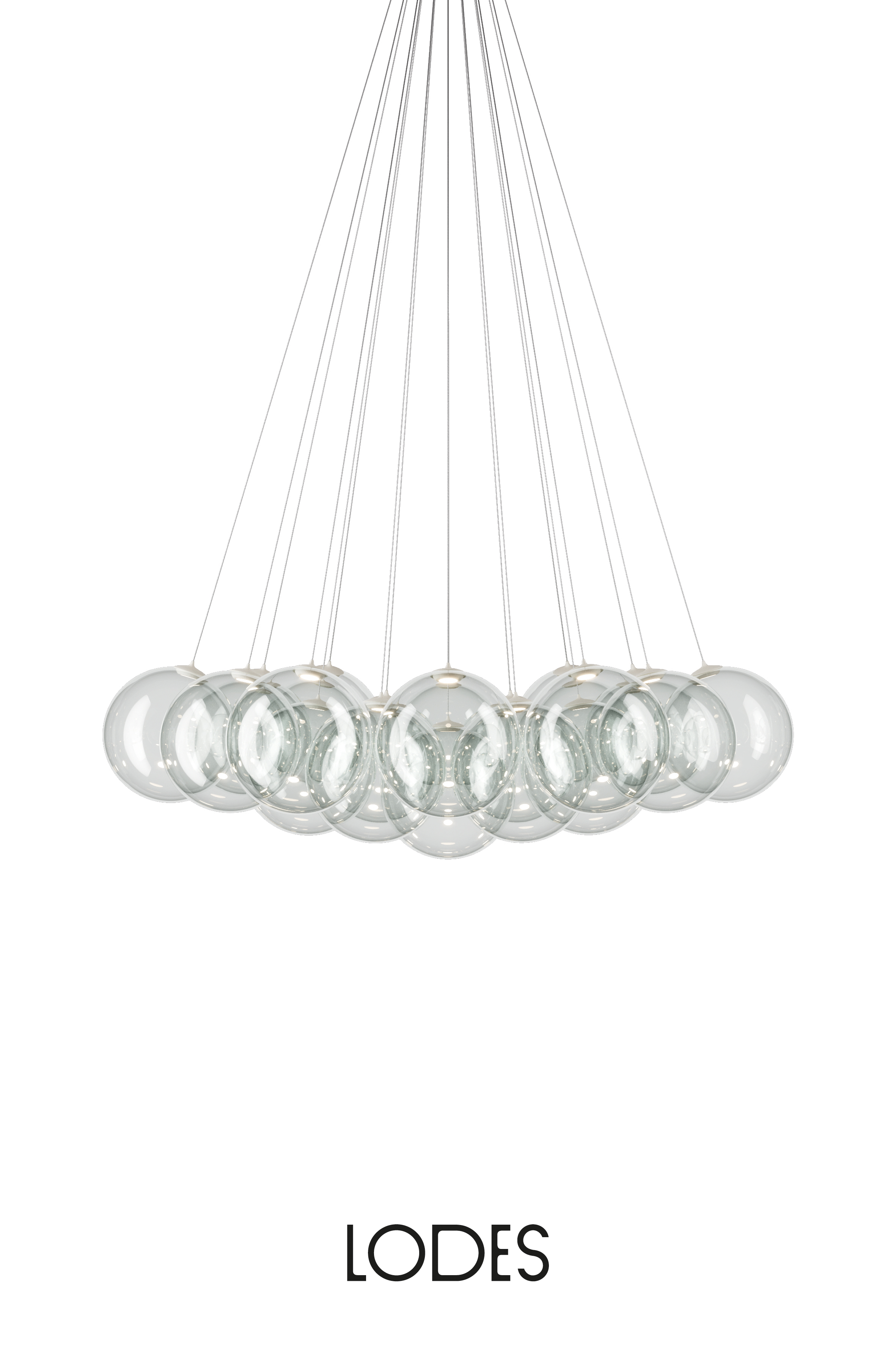 Levně Lodes Designové závěsné LED svítidlo RANDOM CLOUD, 19x ø28cm, š. 140 cm, CRI90 Barva: Transparentní, Teplota světla: 2700K - teplá bílá
