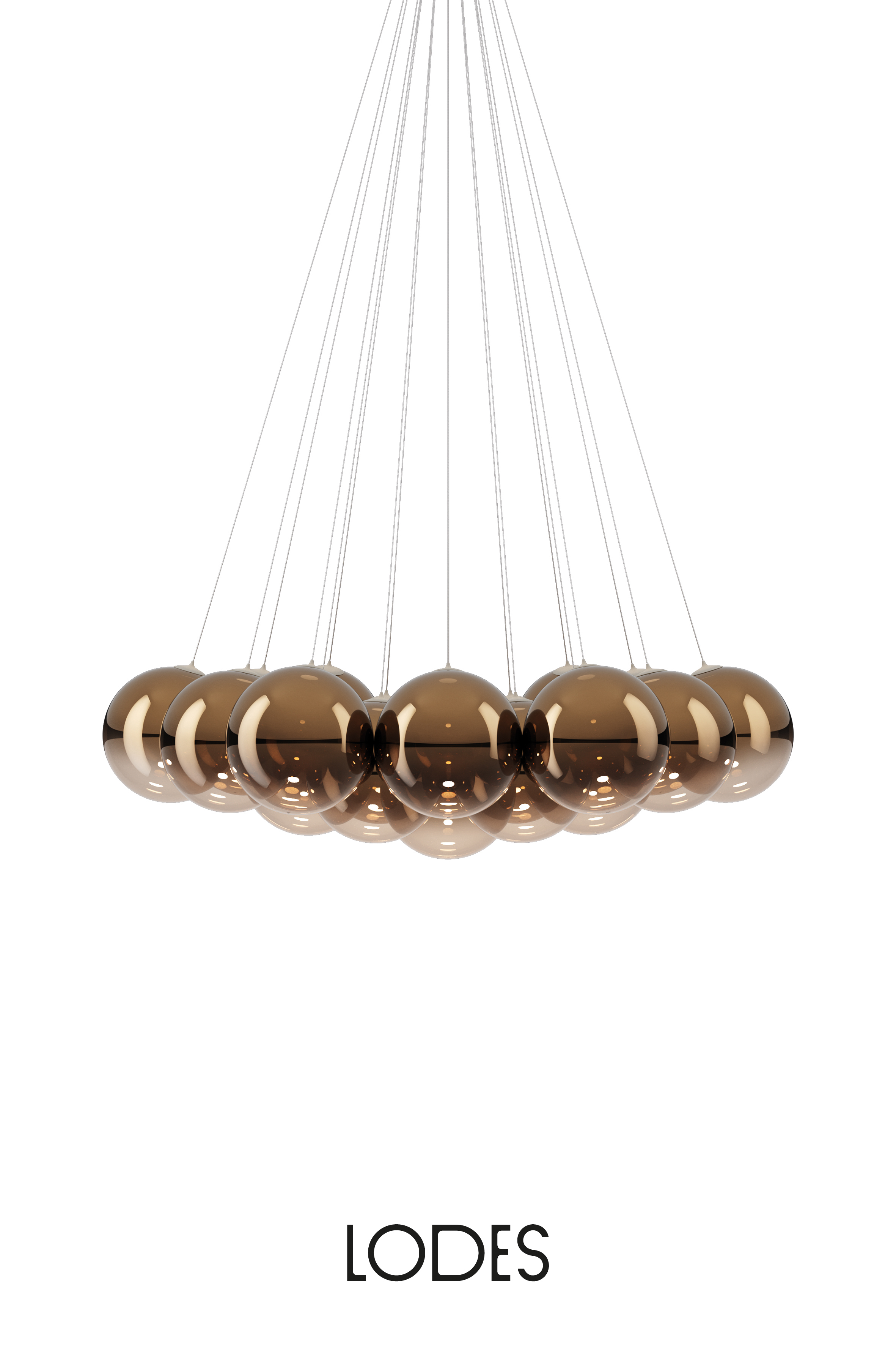 Levně Lodes Designové závěsné LED svítidlo RANDOM CLOUD, 19x ø28cm, š. 140 cm, CRI90 Barva: Bronzová, Teplota světla: 2700K - teplá bílá