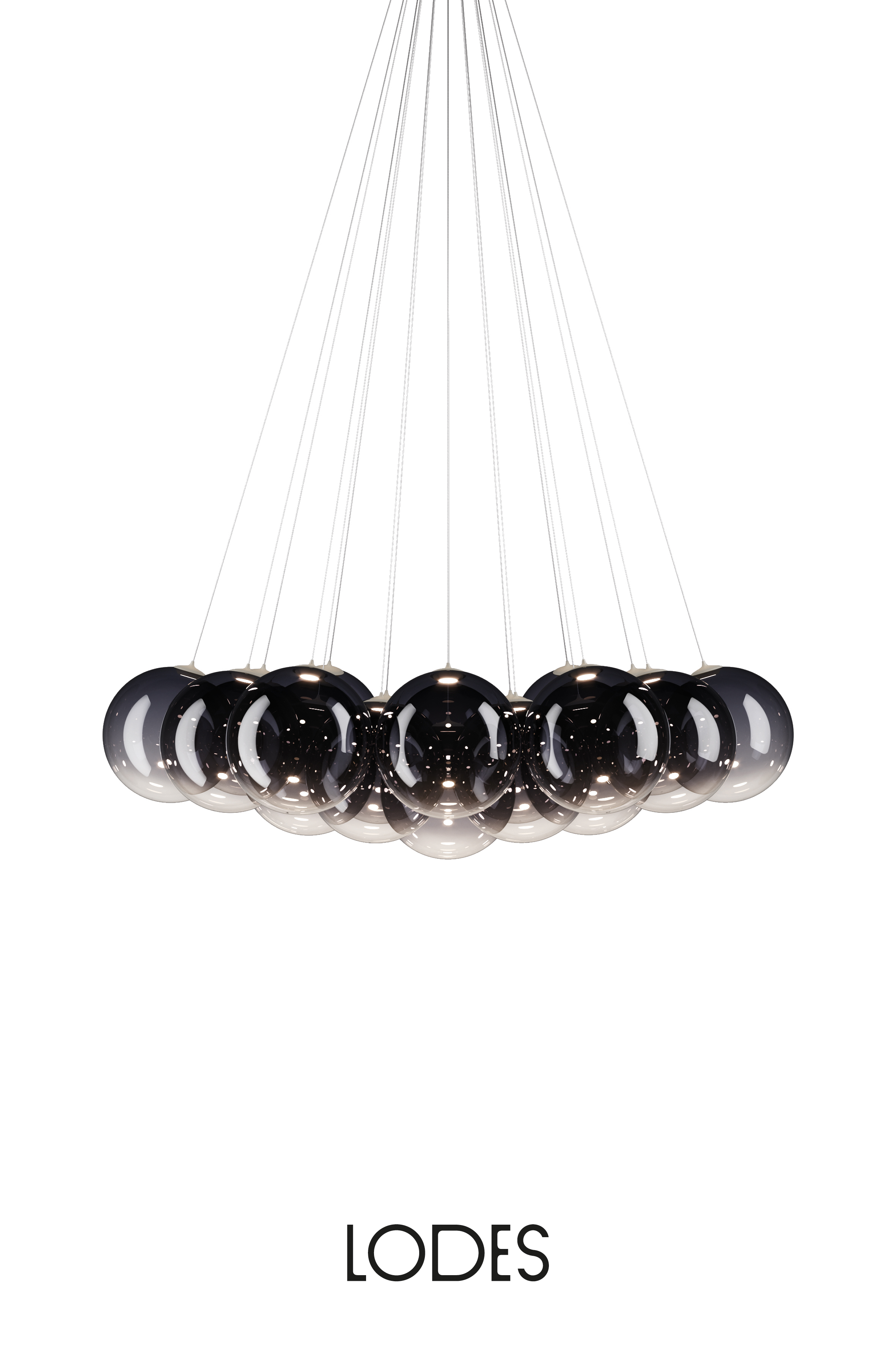 Levně Lodes Designové závěsné LED svítidlo RANDOM CLOUD, 19x ø28cm, š. 140 cm, CRI90 Barva: Kouřová, Teplota světla: 2700K - teplá bílá