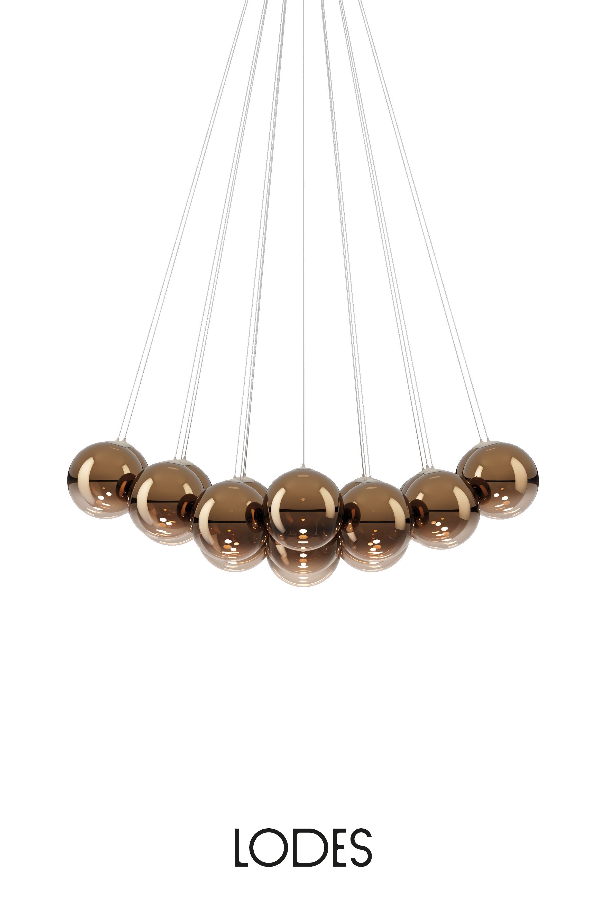 Levně Lodes Designové závěsné LED svítidlo RANDOM CLOUD, 23x ø23cm, š. 141 cm, CRI90 Barva: Bronzová, Teplota světla: 2700K - teplá bílá