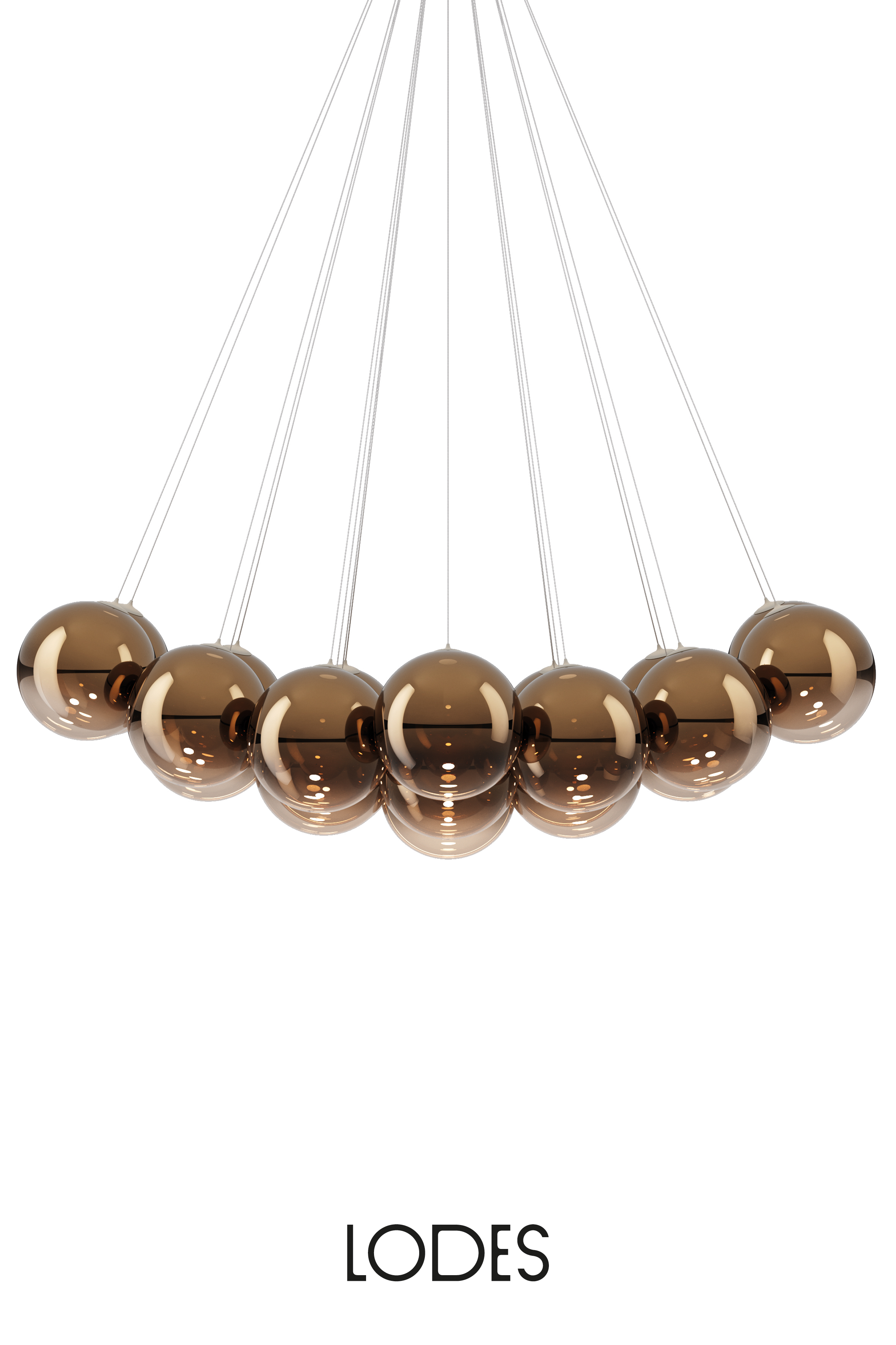 Levně Lodes Designové závěsné LED svítidlo RANDOM CLOUD, 23x ø28cm, š. 172 cm, CRI90 Barva: Bronzová, Teplota světla: 2700K - teplá bílá