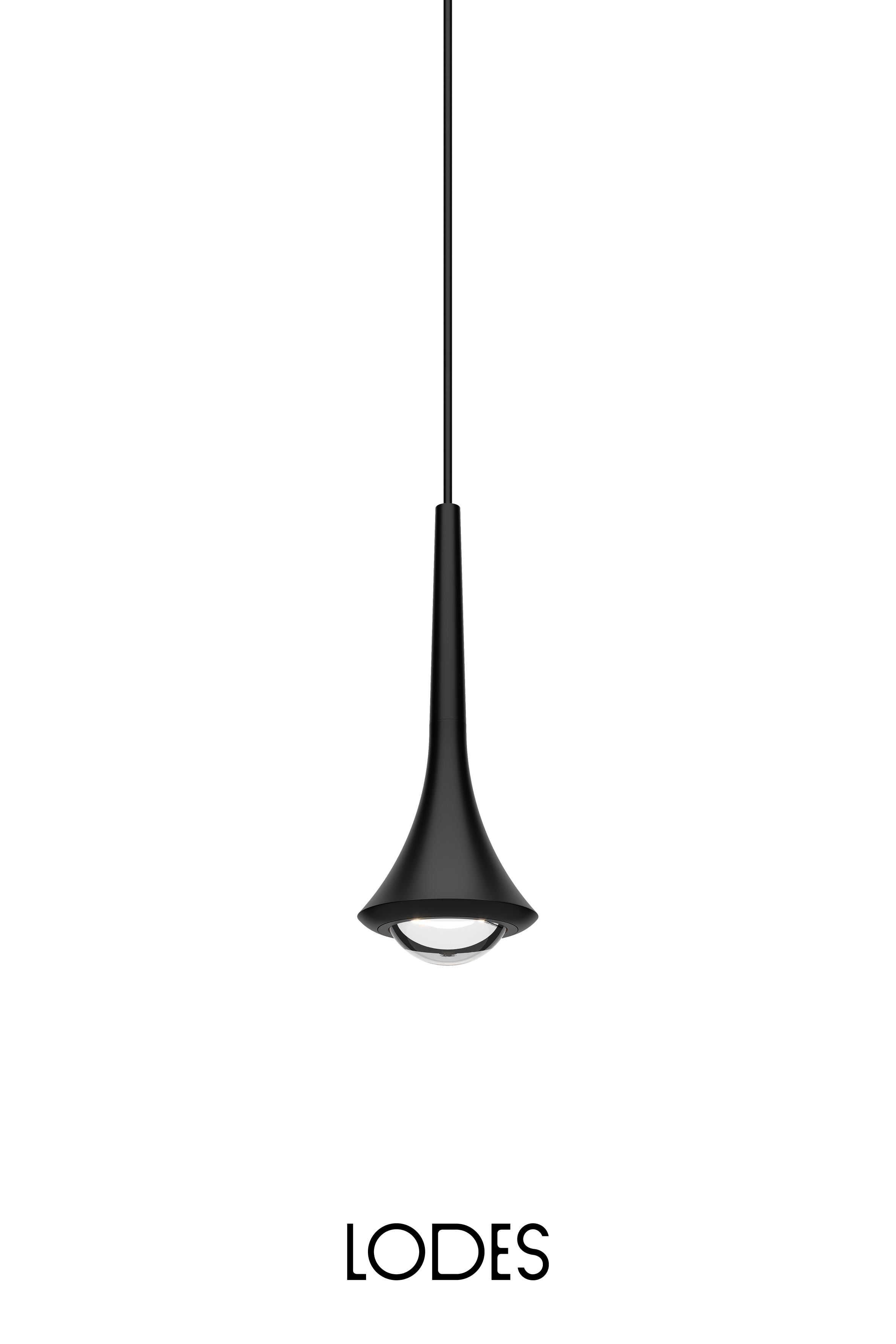 Levně Lodes Designové závěsné LED svítidlo RAIN, 7W, v. 21 cm, CRI90 Barva: Matná černá, Teplota světla: 2700K - teplá bílá, Barva montury: Matná černá