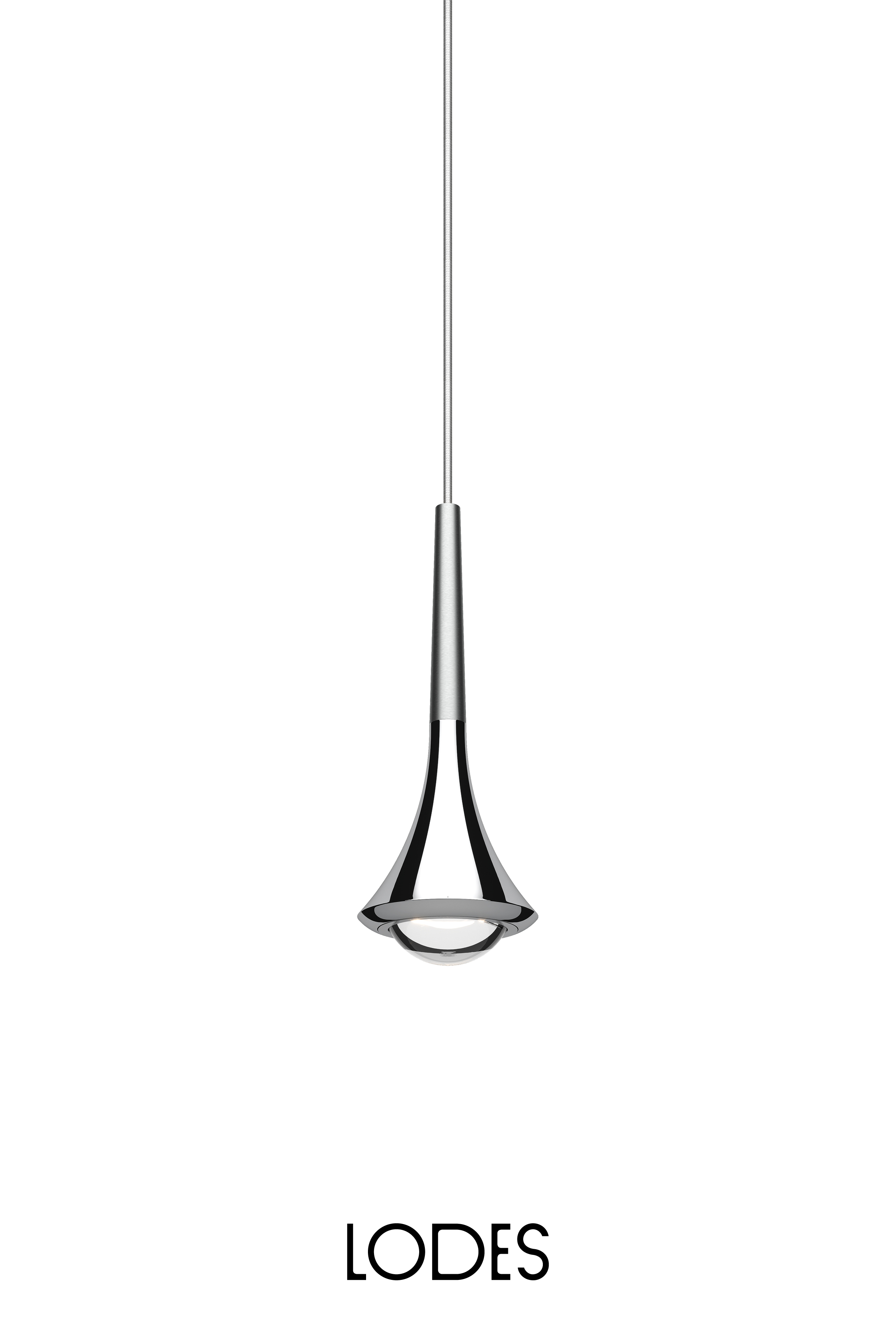 Levně Lodes Designové závěsné LED svítidlo RAIN, 7W, v. 21 cm, CRI90 Barva: Chrom, Teplota světla: 2700K - teplá bílá, Barva montury: Chrom