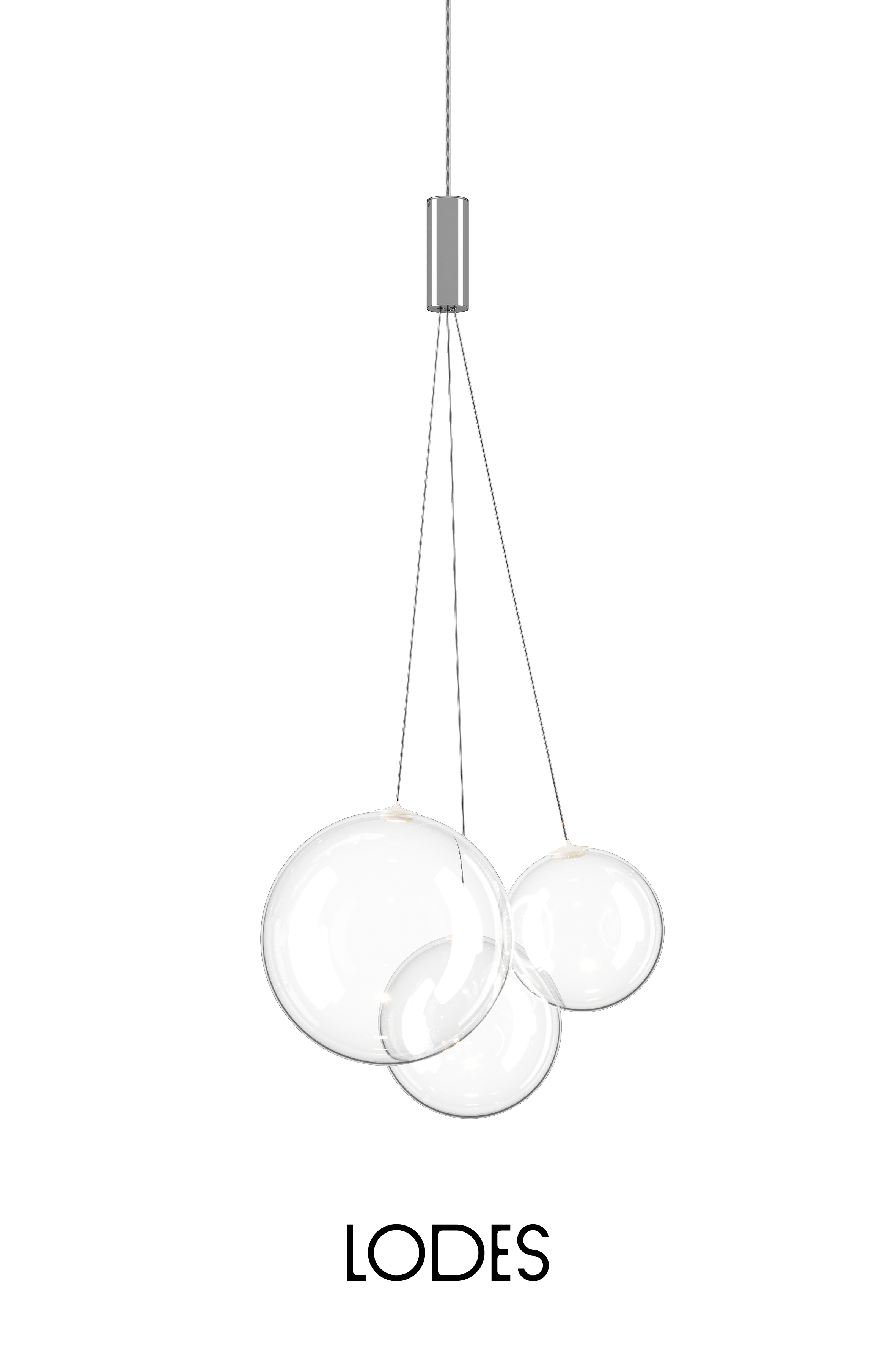 Levně Lodes Designové závěsné LED svítidlo RANDOM SUSPENSION, 3x1W, š. 29 cm, CRI90 Barva: Transparentní, Teplota světla: 2700K - teplá bílá
