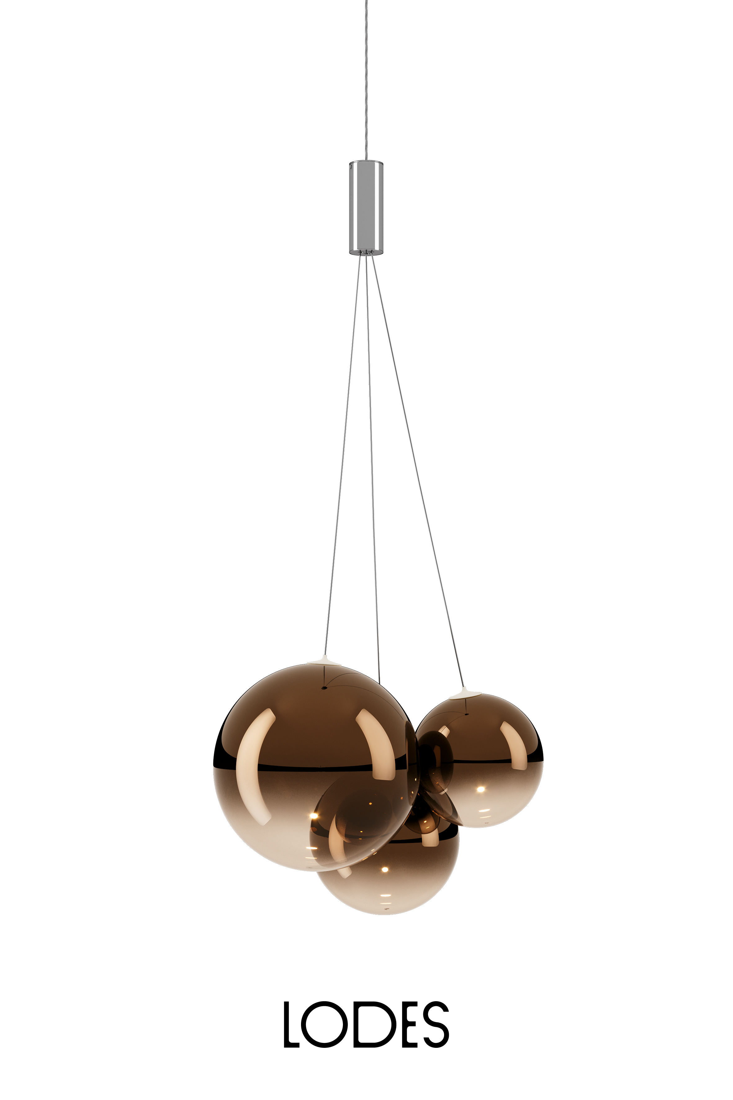 Levně Lodes Designové závěsné LED svítidlo RANDOM SUSPENSION, 3x1W, š. 29 cm, CRI90 Barva: Bronzová, Teplota světla: 2700K - teplá bílá