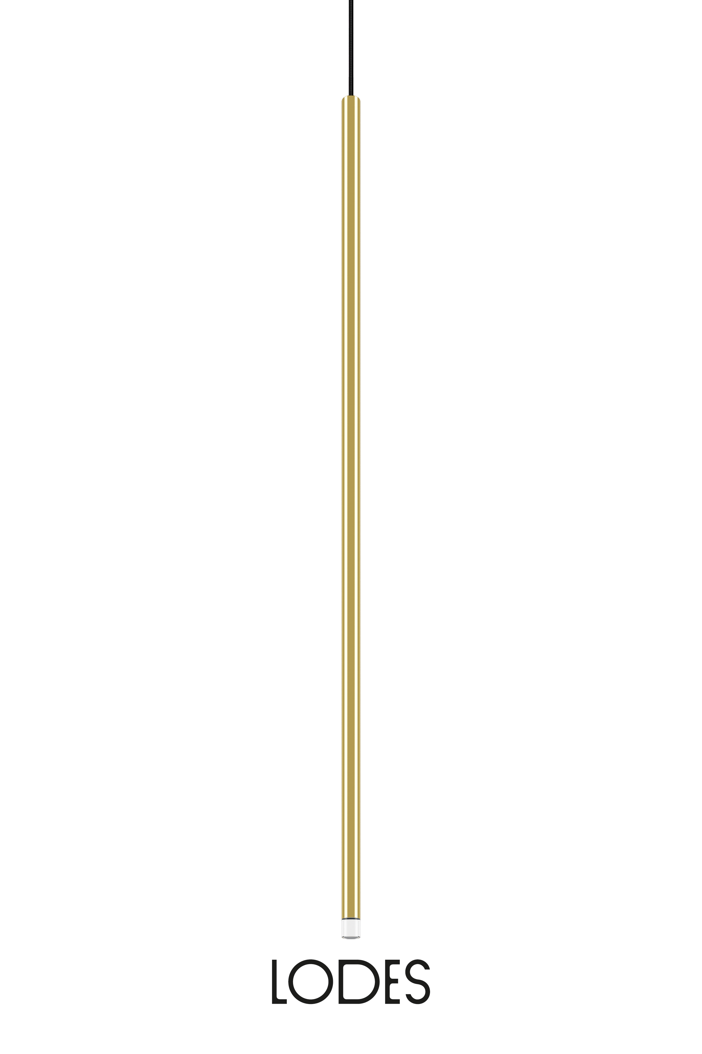 Levně Lodes LED závěsné svítidlo A-Tube Nano L, v.90cm, 1x3W Barva: Zlatá, Teplota světla: 2700K - teplá bílá, Barva kabelu: černá