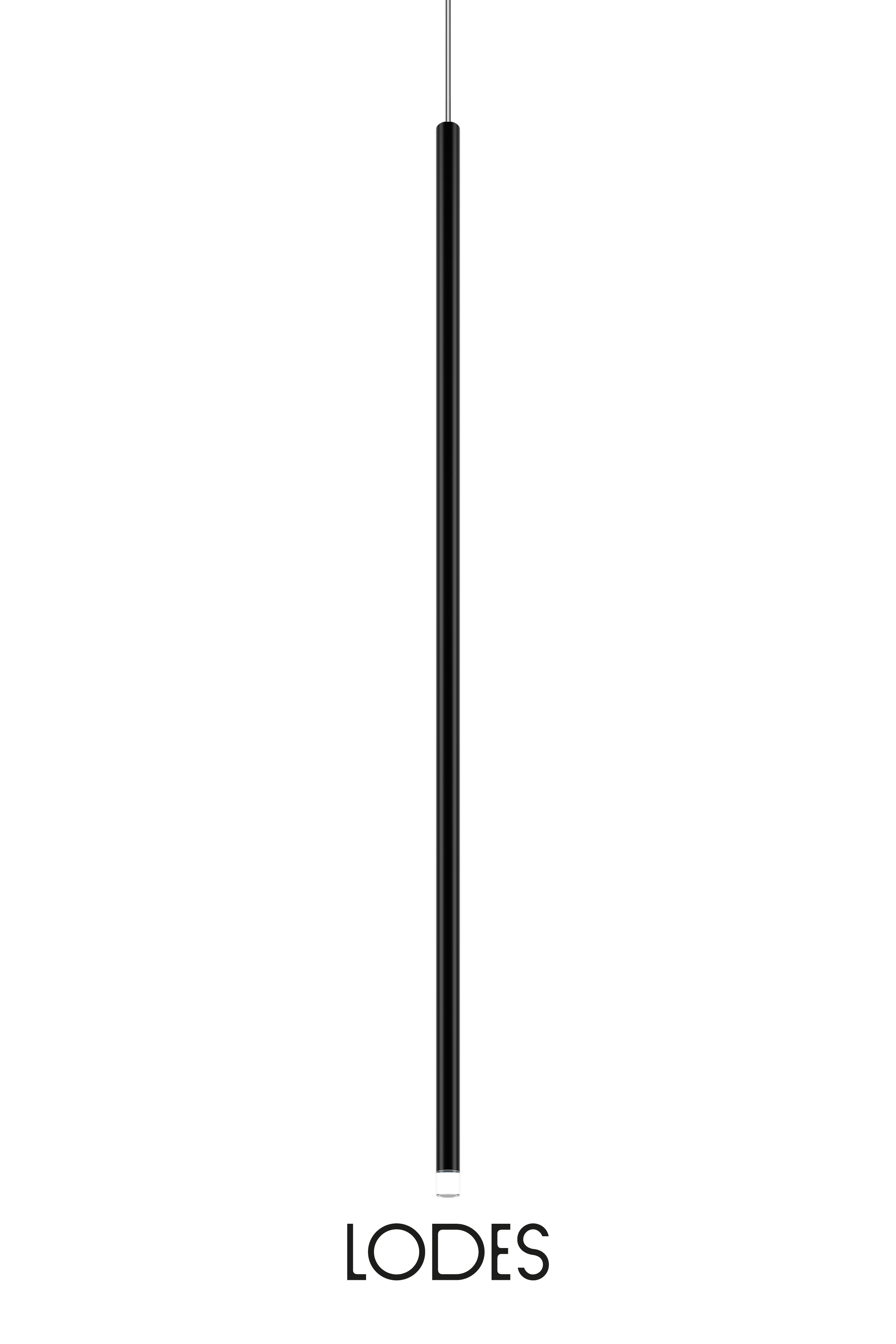 Levně Lodes LED závěsné svítidlo A-Tube Nano L, v.90cm, 1x3W Barva: Matná černá, Teplota světla: 2700K - teplá bílá, Barva kabelu: transparentní