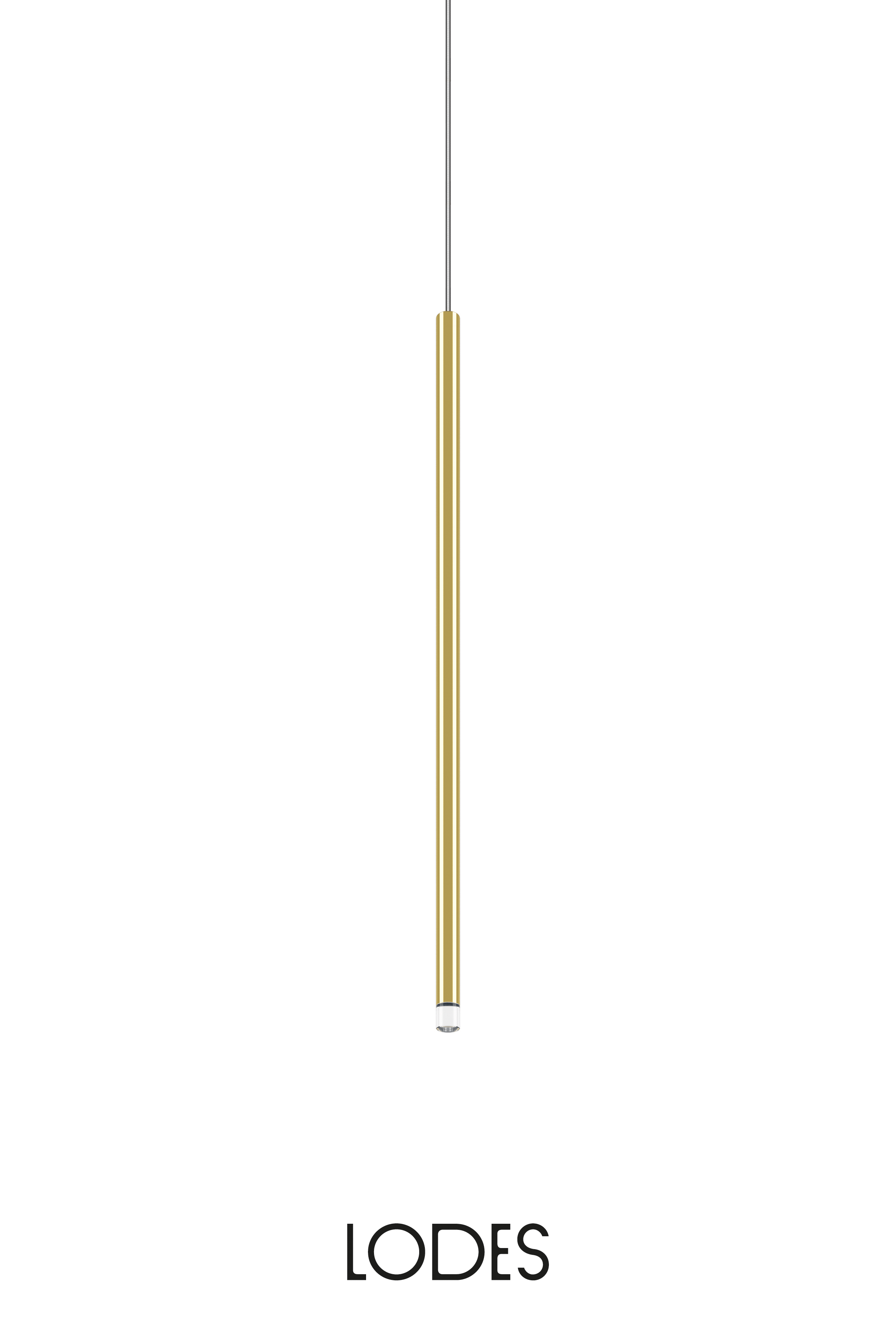 Levně Lodes LED závěsné svítidlo A-Tube Nano M, v.60cm, 1x3W Barva: Zlatá, Teplota světla: 2700K - teplá bílá, Barva kabelu: transparentní
