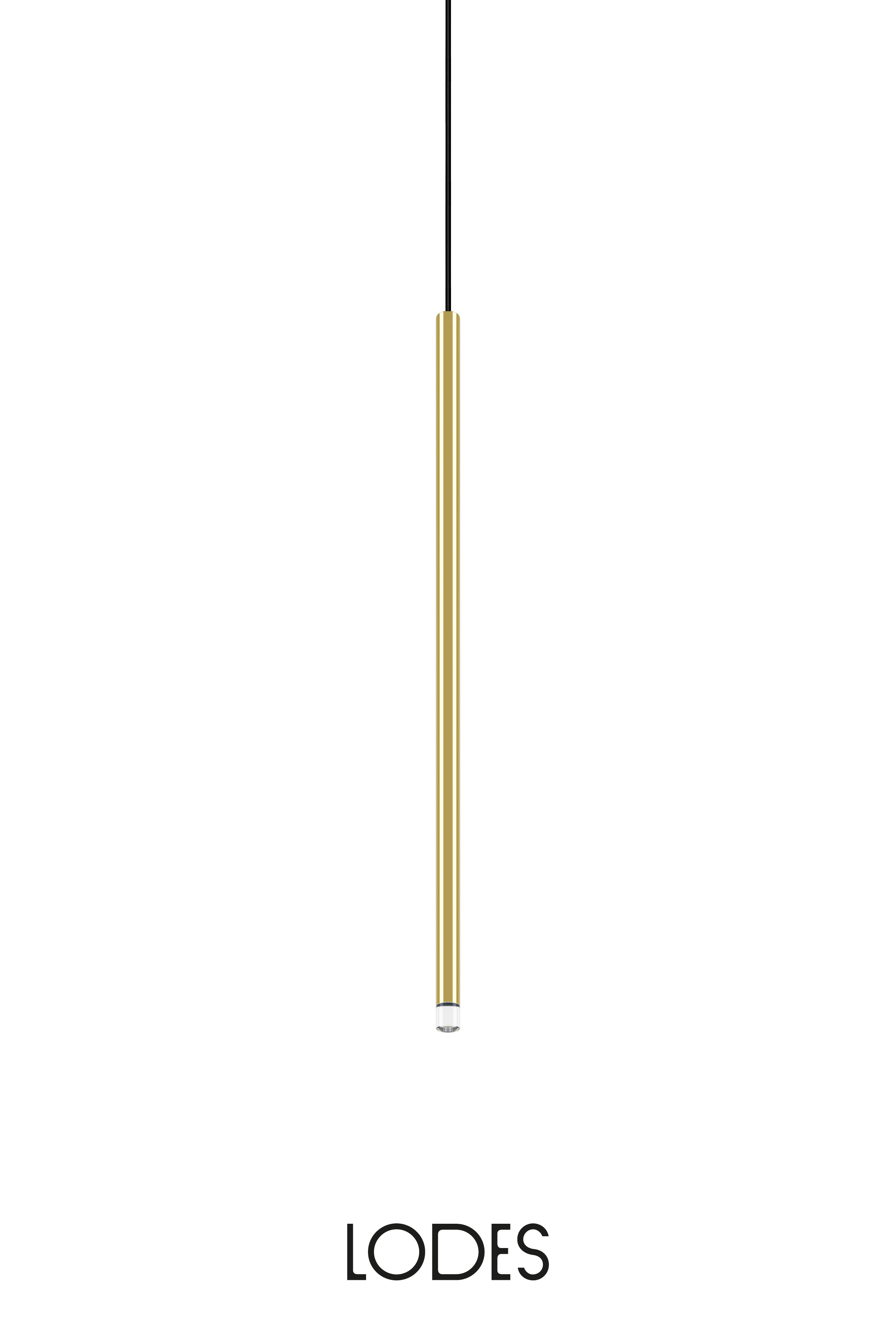 Levně Lodes LED závěsné svítidlo A-Tube Nano M, v.60cm, 1x3W Barva: Zlatá, Teplota světla: 2700K - teplá bílá, Barva kabelu: černá
