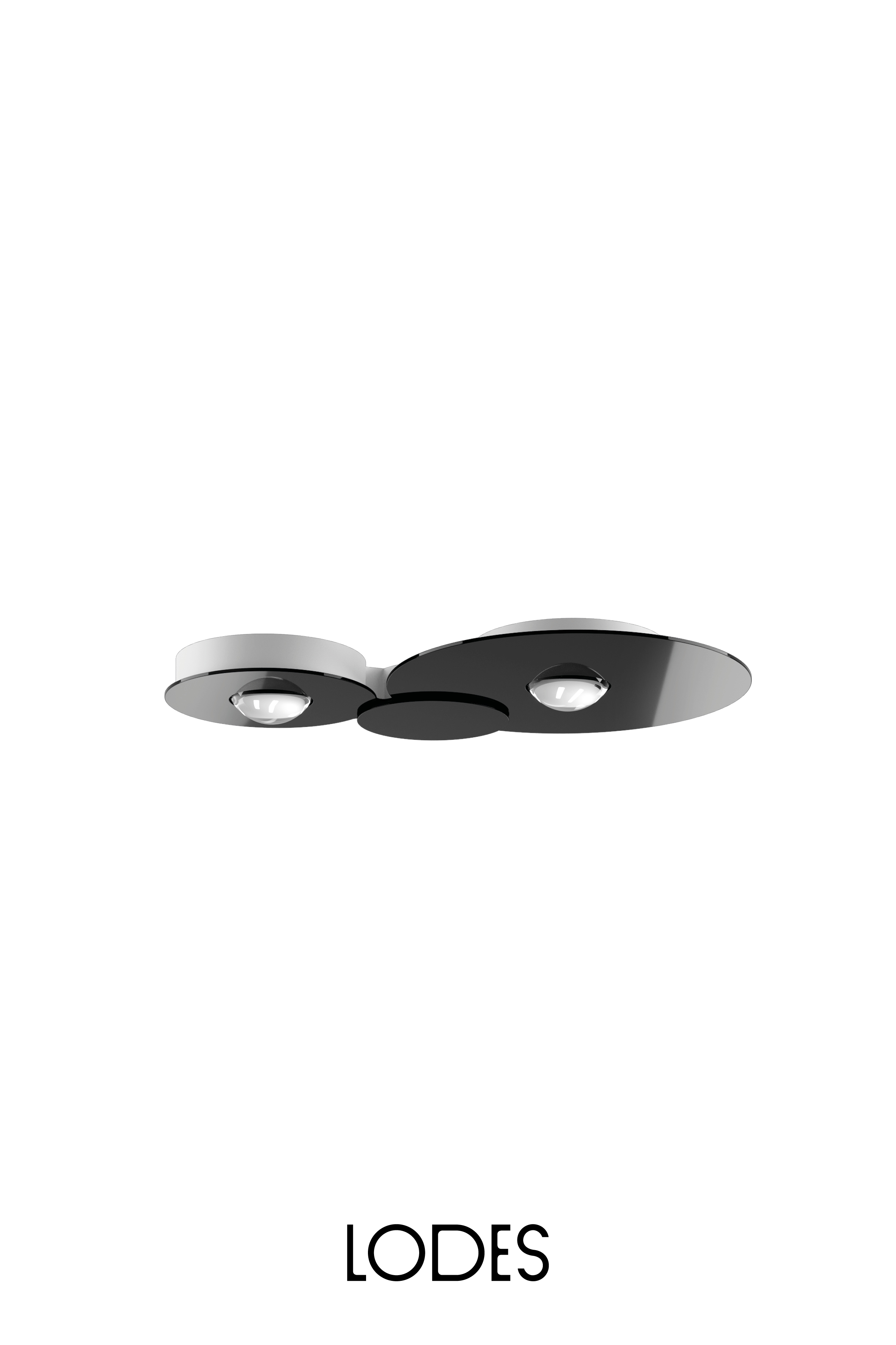 Levně Lodes LED stropní svítidlo Bugia Double, d. 52,5 cm, 2x15W Barva: Černá, Teplota světla: 2700K - teplá bílá