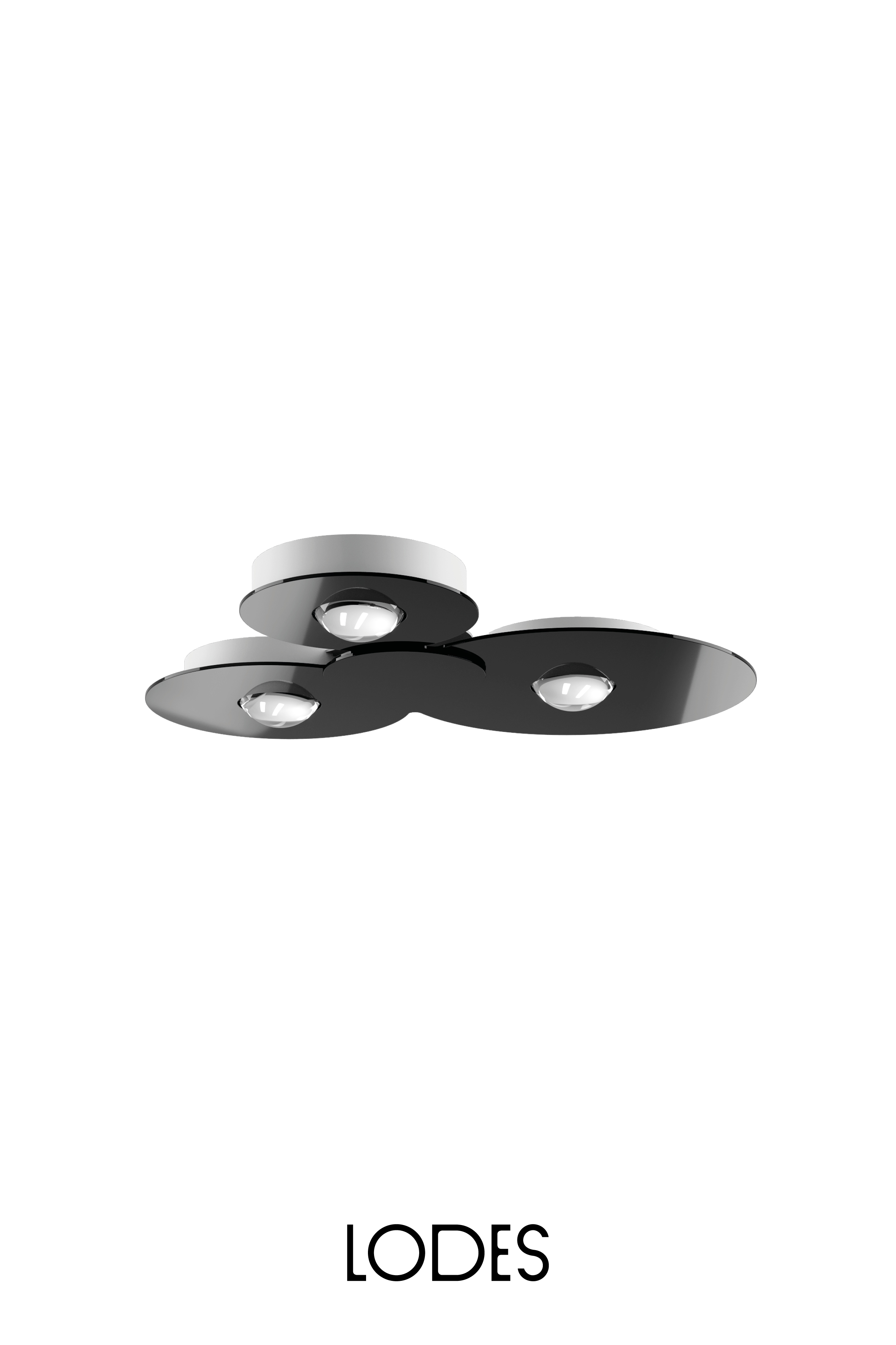 Levně Lodes LED stropní svítidlo Bugia Triple, d. 52,5 cm, 3x15W Barva: Černá, Teplota světla: 2700K - teplá bílá