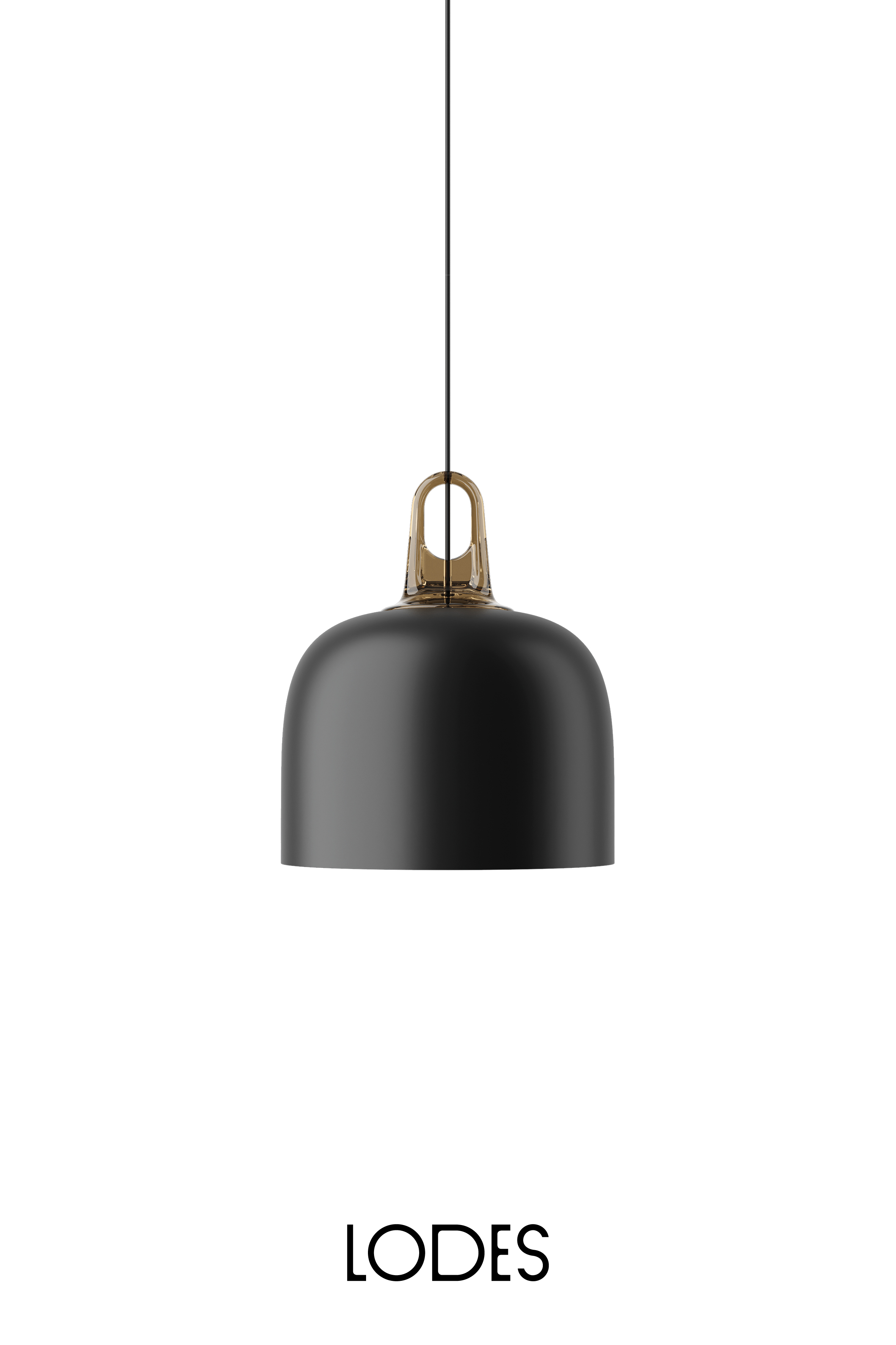 Levně Lodes Závěsné svítidlo Jim Bell, Ø 28 cm, 1xE27 Barva: Matná černá, Barva struktury: Medová