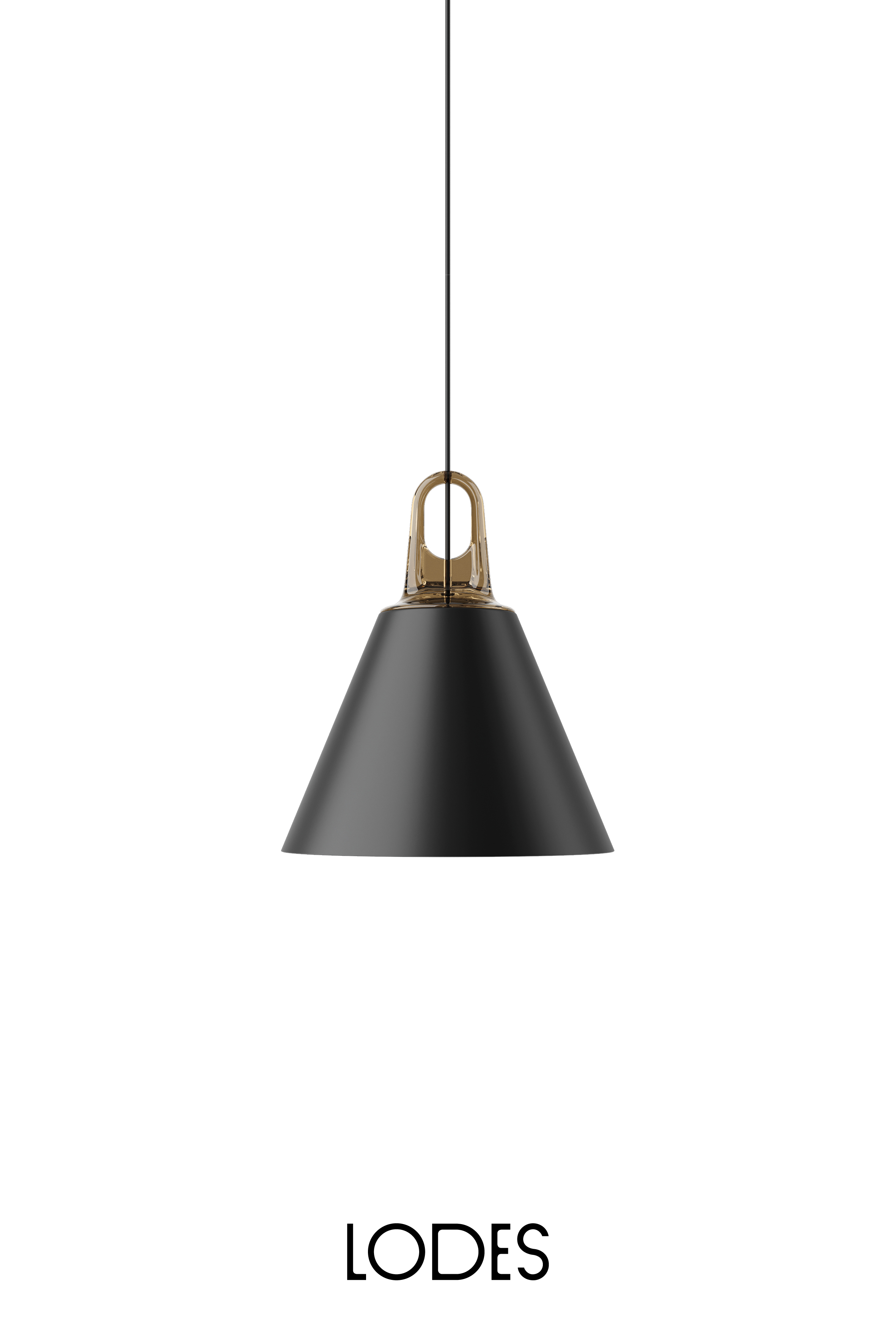 Levně Lodes Závěsné svítidlo Jim Cone, Ø 28 cm, 1xE27 Barva: Matná černá, Barva struktury: Medová