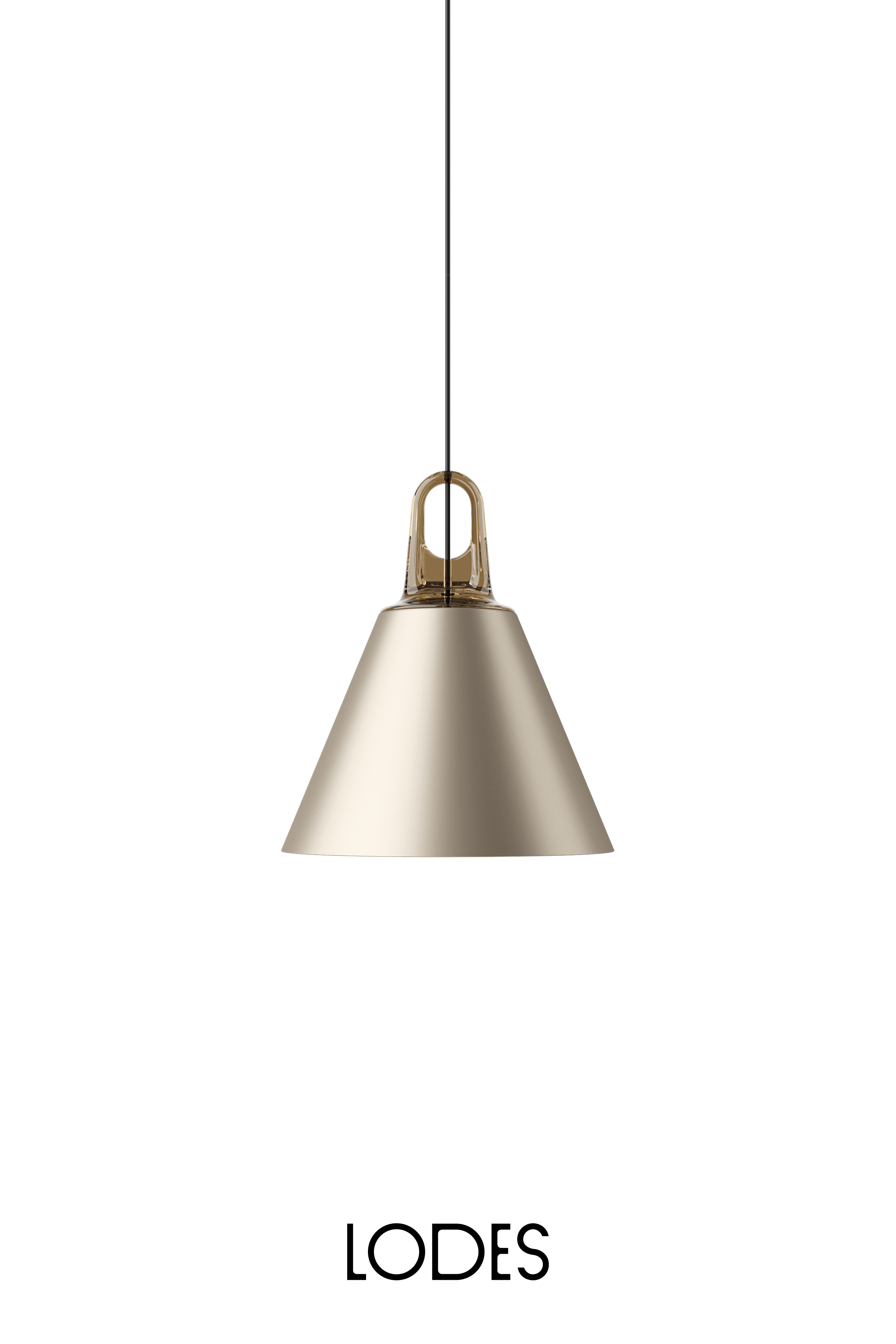 Levně Lodes Závěsné svítidlo Jim Cone, Ø 28 cm, 1xE27 Barva: Matná champagne, Barva struktury: Medová
