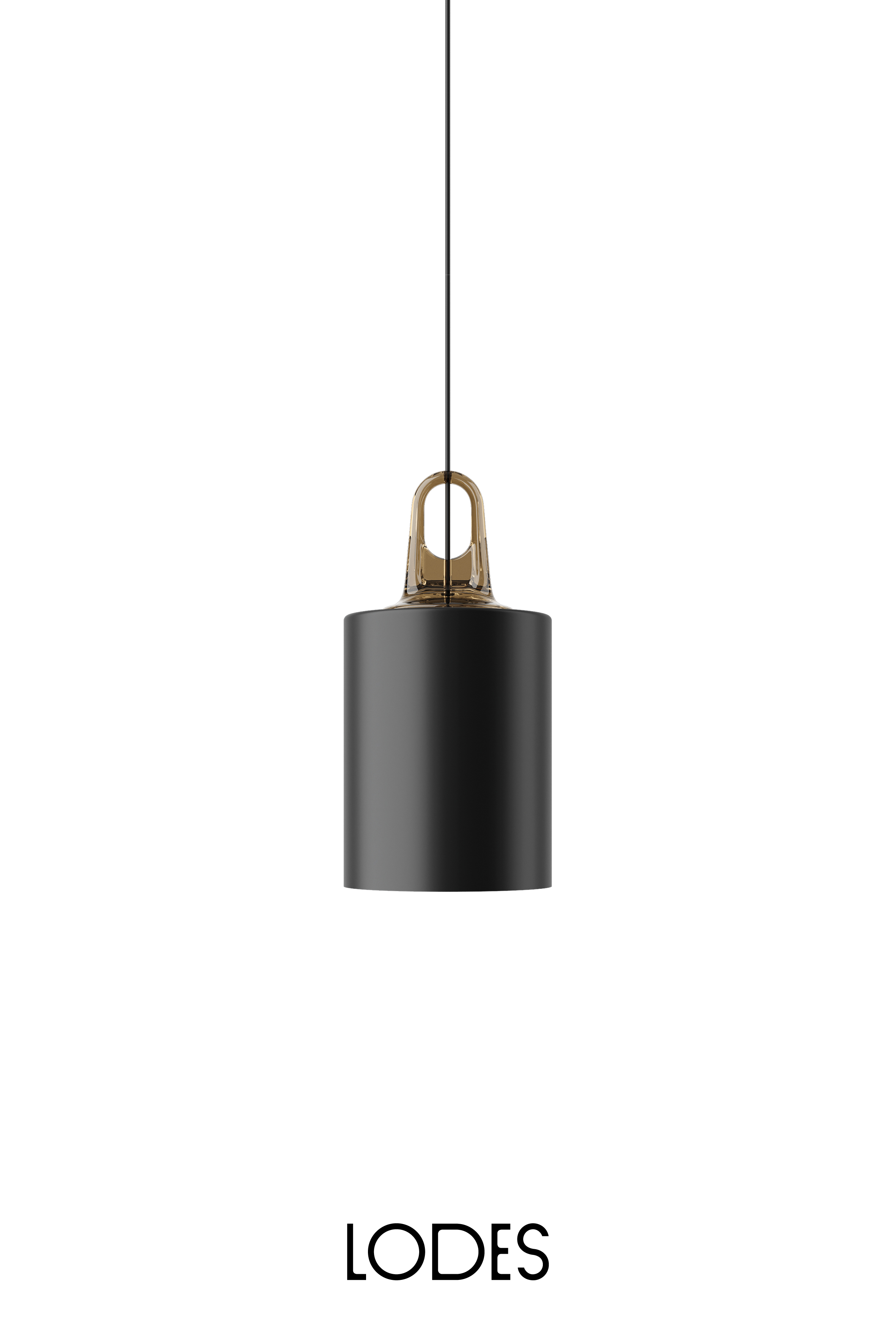 Levně Lodes Závěsné svítidlo Jim Cylinder, Ø 17,5 cm, 1xE27 Barva: Matná černá, Barva struktury: Medová