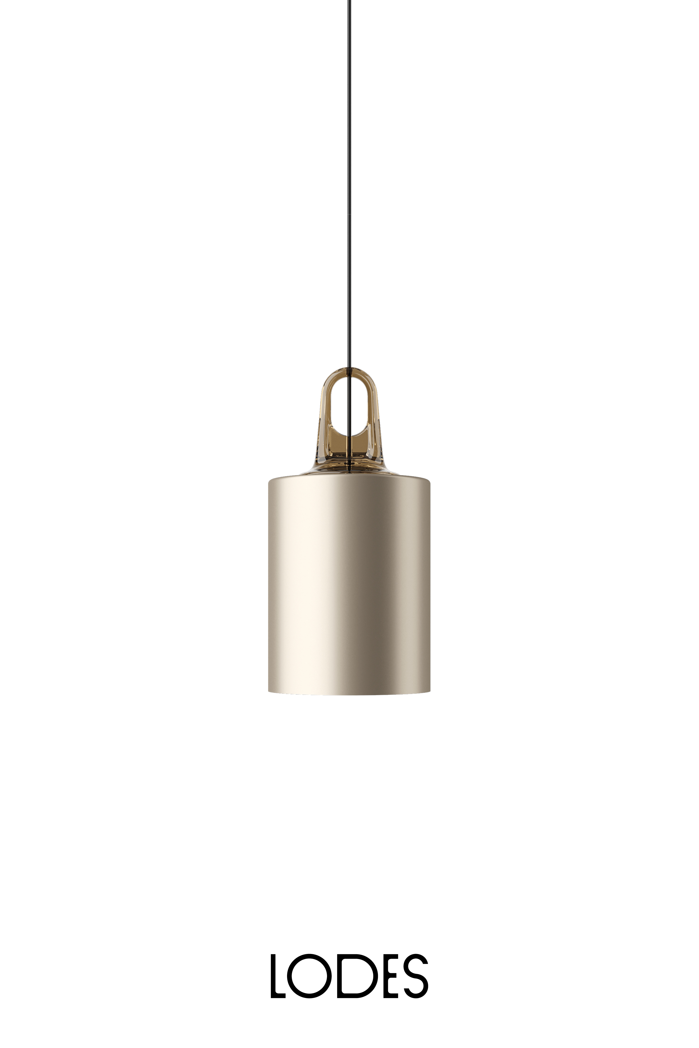 Levně Lodes Závěsné svítidlo Jim Cylinder, Ø 17,5 cm, 1xE27 Barva: Matná champagne, Barva struktury: Medová