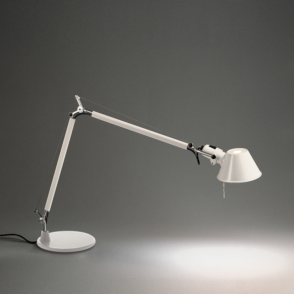 Levně Artemide Designová stolní lampa Tolomeo Mini, 1xE27 Barva: Bílá, Základna: Hliníková podpěra