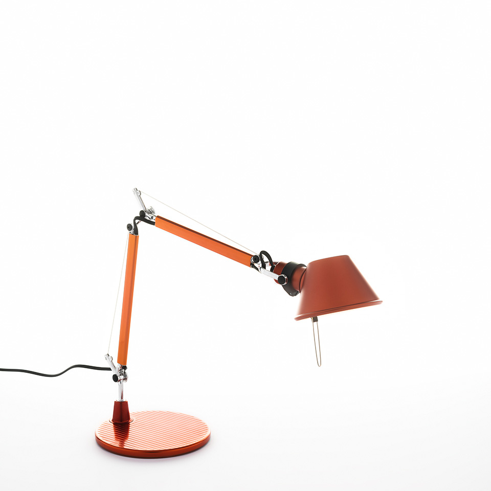 Levně Artemide Designová stolní lampa Tolomeo Micro, 1xE14 Barva: Eloxovaná oranžová, Základna: Kruhová hliníková základna