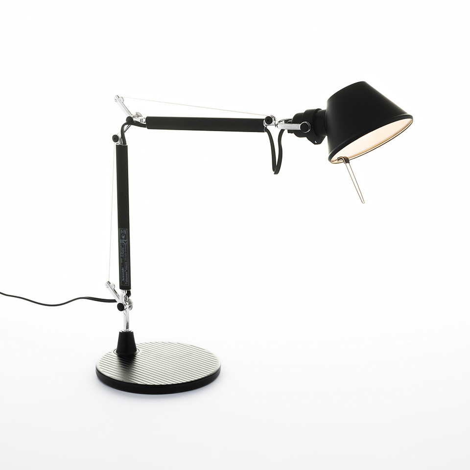 Levně Artemide Designová stolní lampa Tolomeo Micro, 1xE14 Barva: Černá, Základna: Kruhová hliníková základna