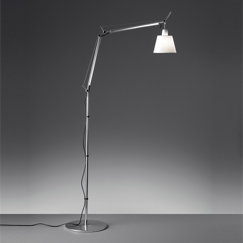 Levně Artemide Designová stojací lampa Tolomeo Basculante, 1xE27 Materiál stínidla: Hedvábná saténová textilie