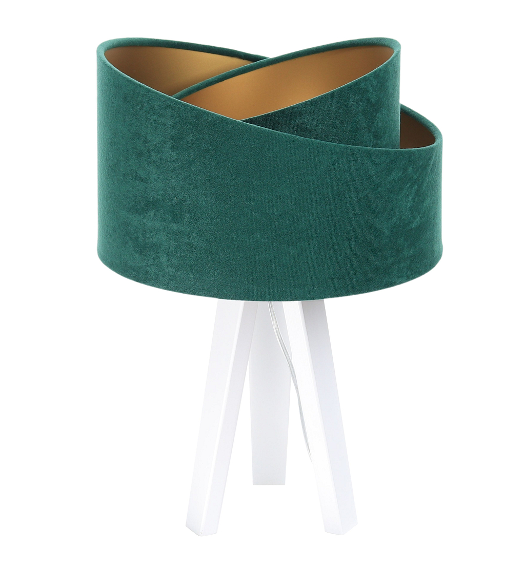 BPS koncept Stolní lampa GALAXY zelená, 1xE27, v. 45 cm Barva základny: Bílé dřevo