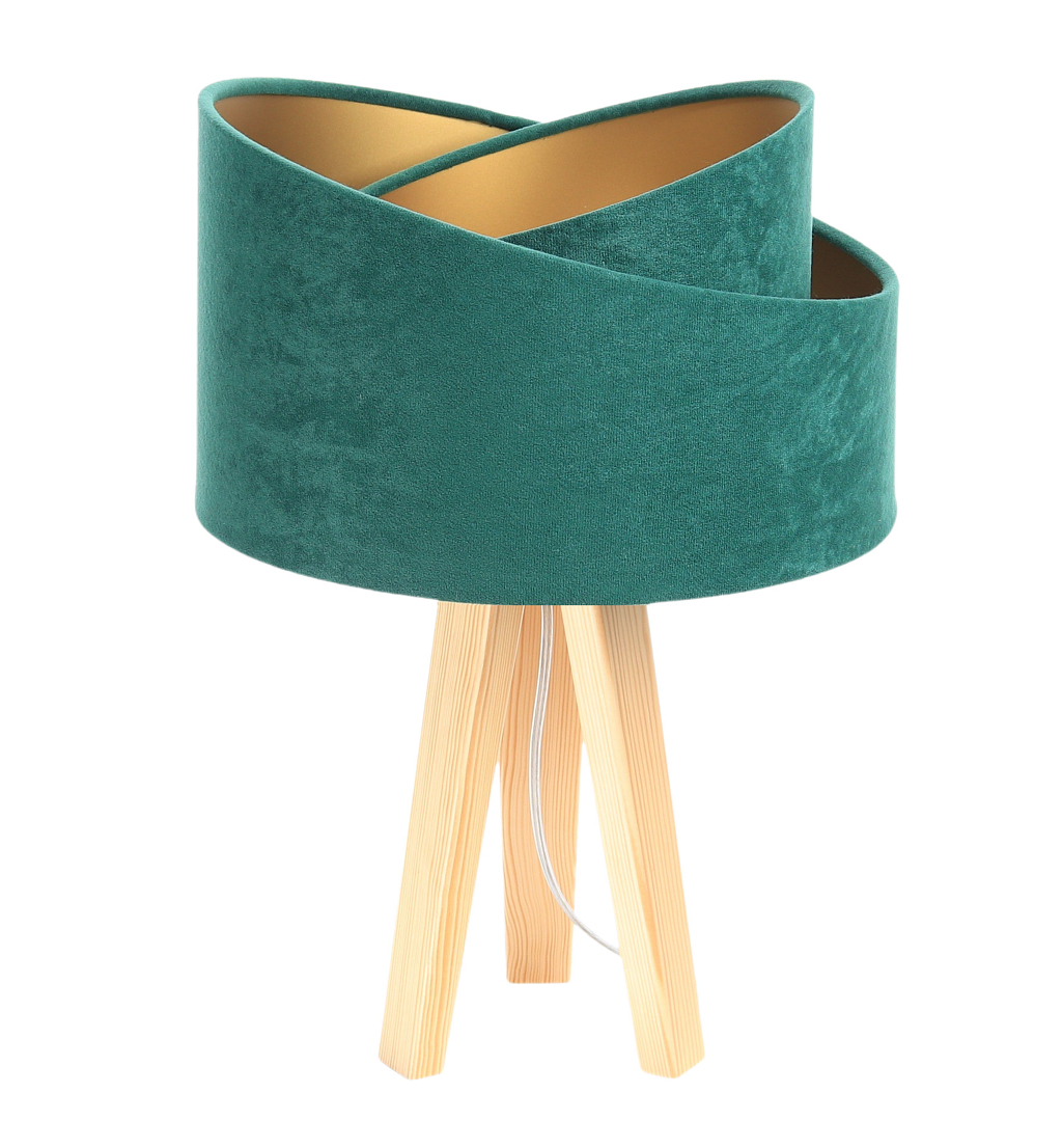 BPS koncept Stolní lampa GALAXY zelená, 1xE27, v. 45 cm Barva základny: Naturální dřevo