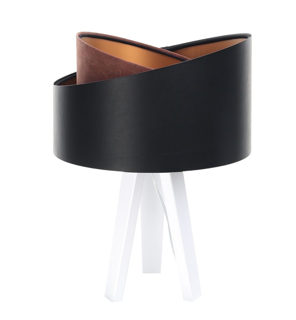 BPS koncept Stolní lampa GALAXY černý semiš, 1xE27, v. 45 cm Barva základny: Bílé dřevo