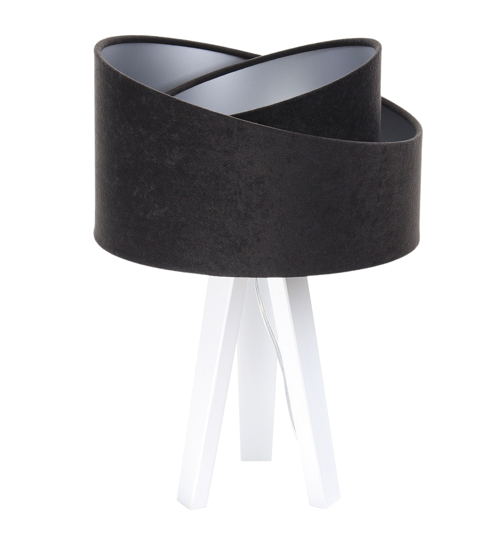 Levně BPS koncept Stolní lampa GALAXY černá, 1xE27, v. 45 cm Barva: Stříbrná, Barva základny: Bílé dřevo, Vnitřní barva: Černá